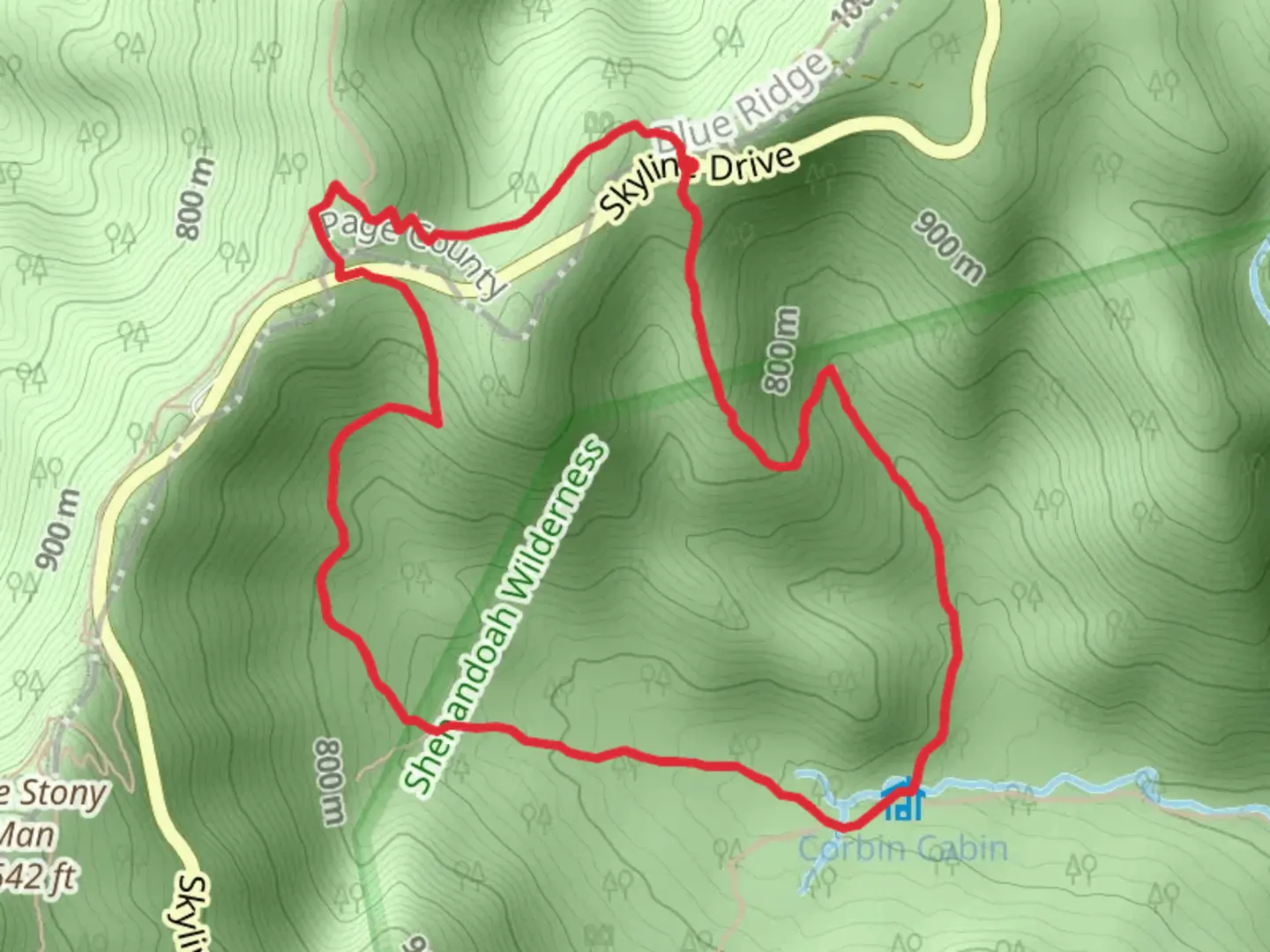An image depicting the trail Corbin Cabin Cutoff Trail and Nicholson Hollow Loop Trail and its surrounding area.