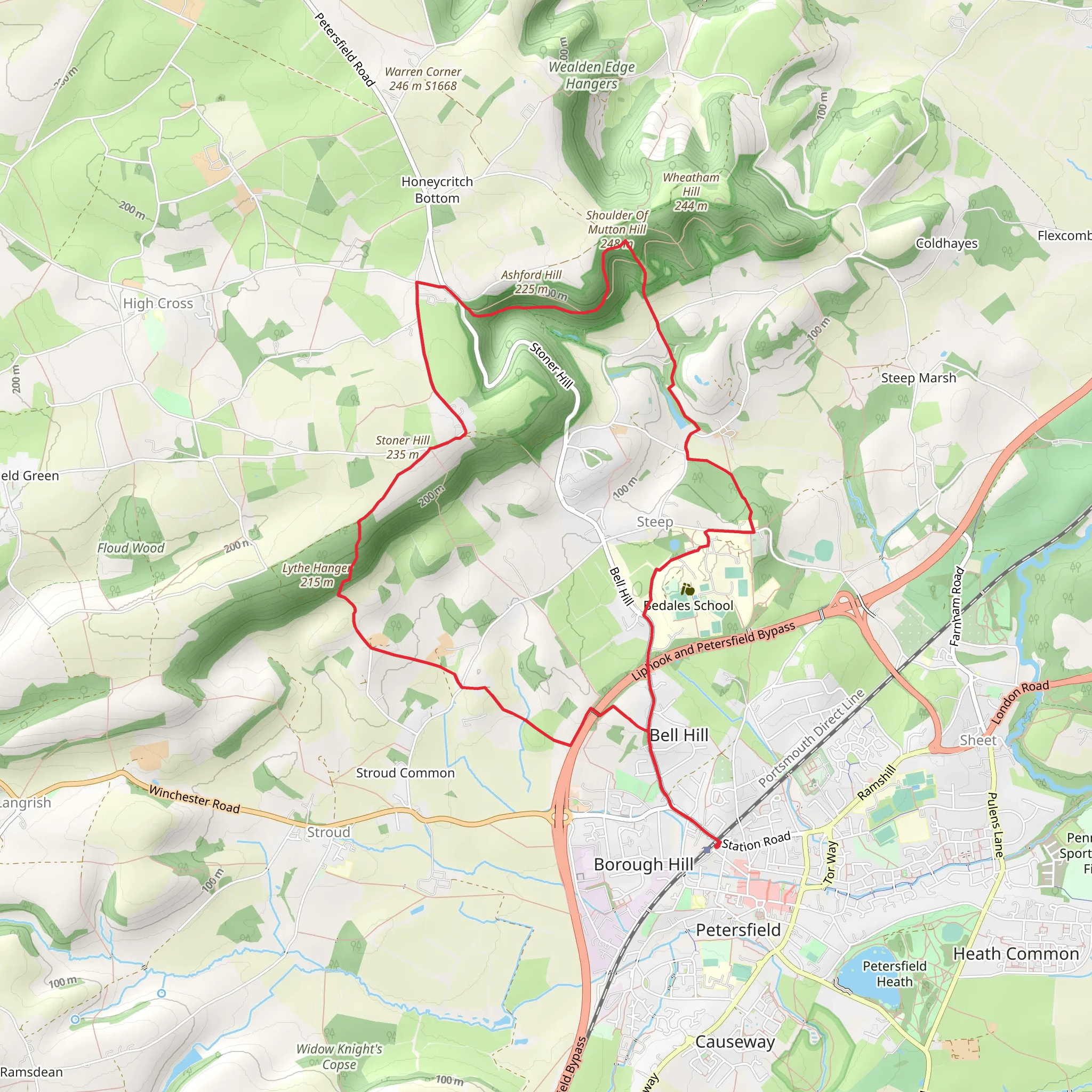 Ashford Hangers National Nature Reserve Loop from Petersfield mobile static map