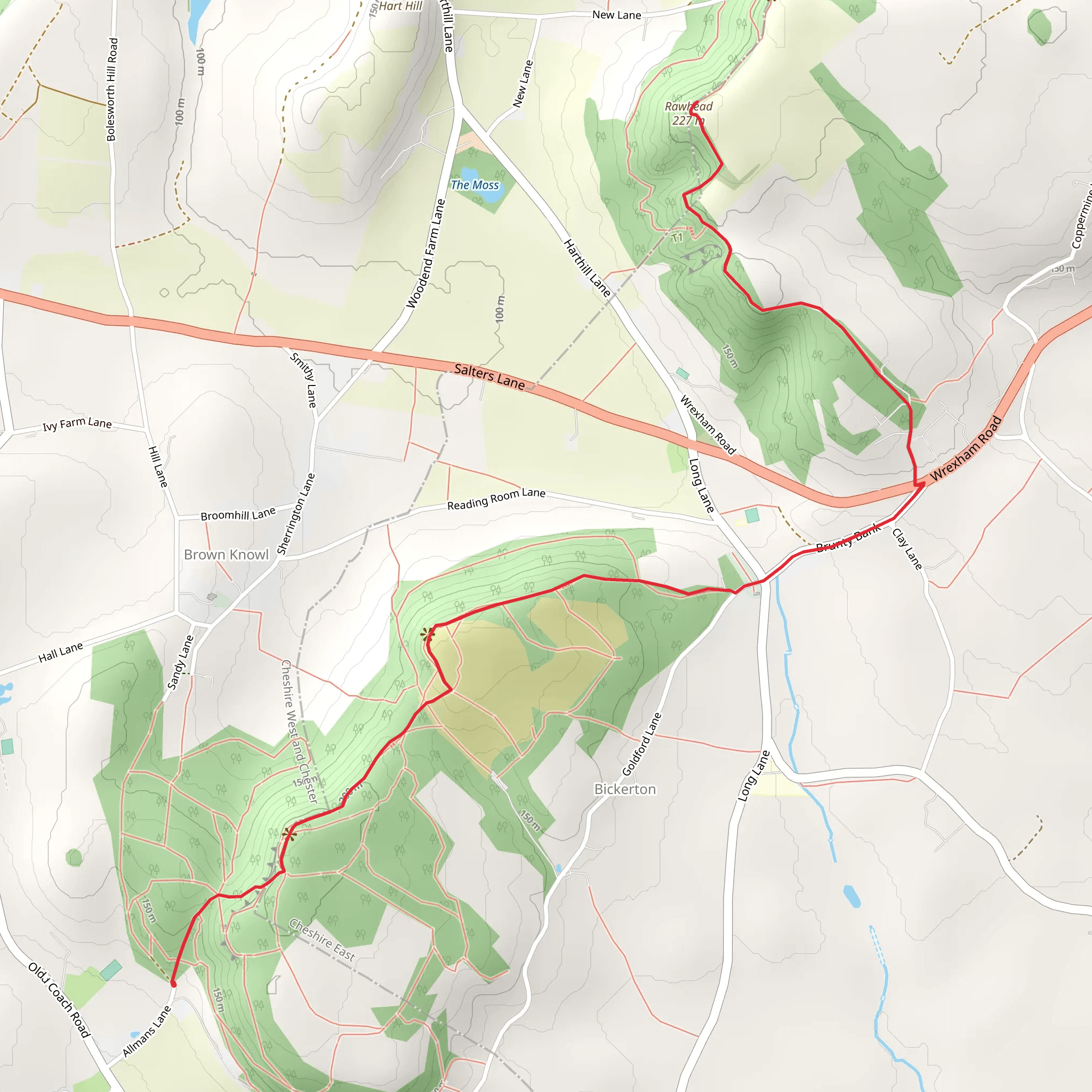 Bickerton Hill and Maiden Castle Walk mobile static map