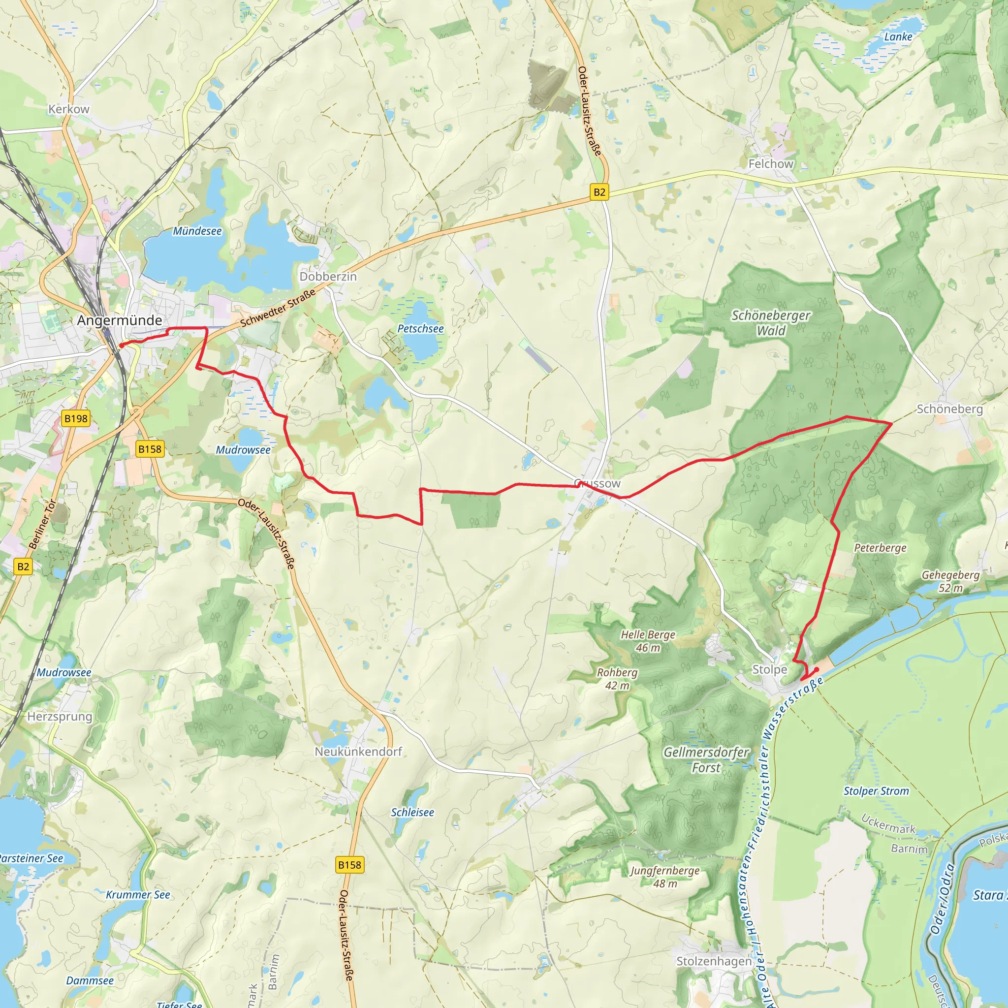 Angermunde to Stolpe Walk mobile static map