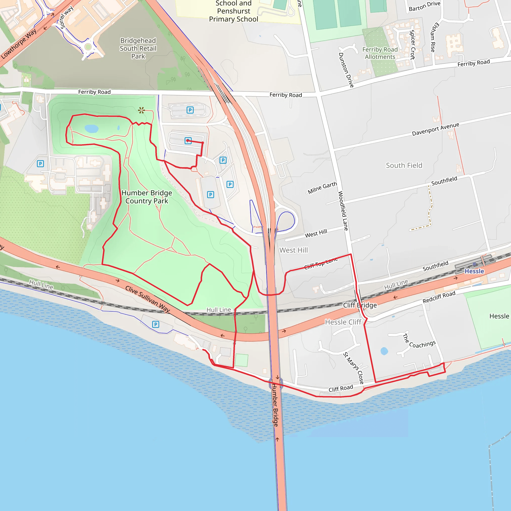 Humber Bridge Country Park Loop mobile static map