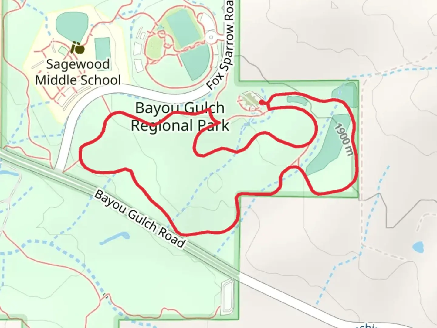 An image depicting the trail Bayou Gulch Park Loop Trail and its surrounding area.