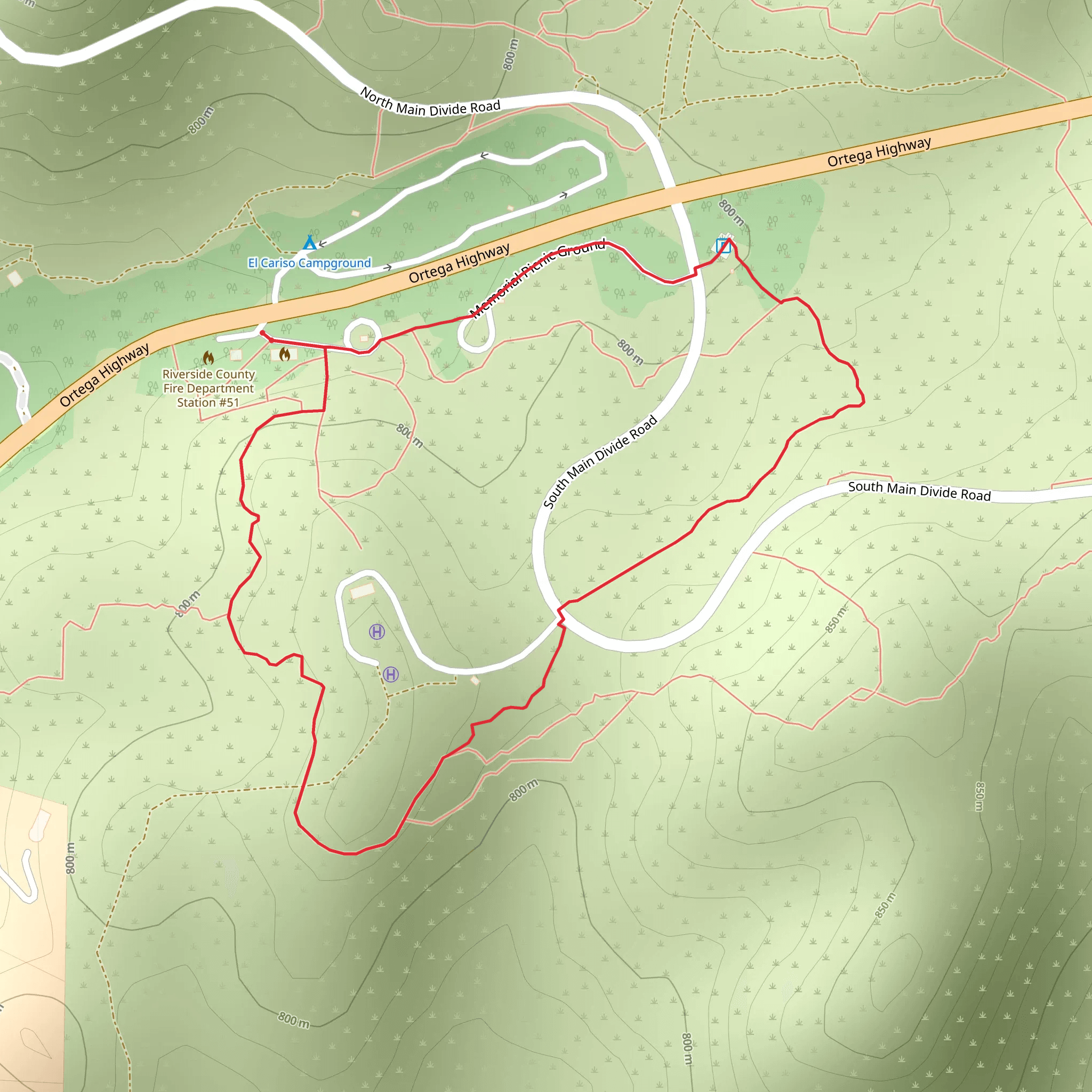 El Cariso Nature Trail mobile static map
