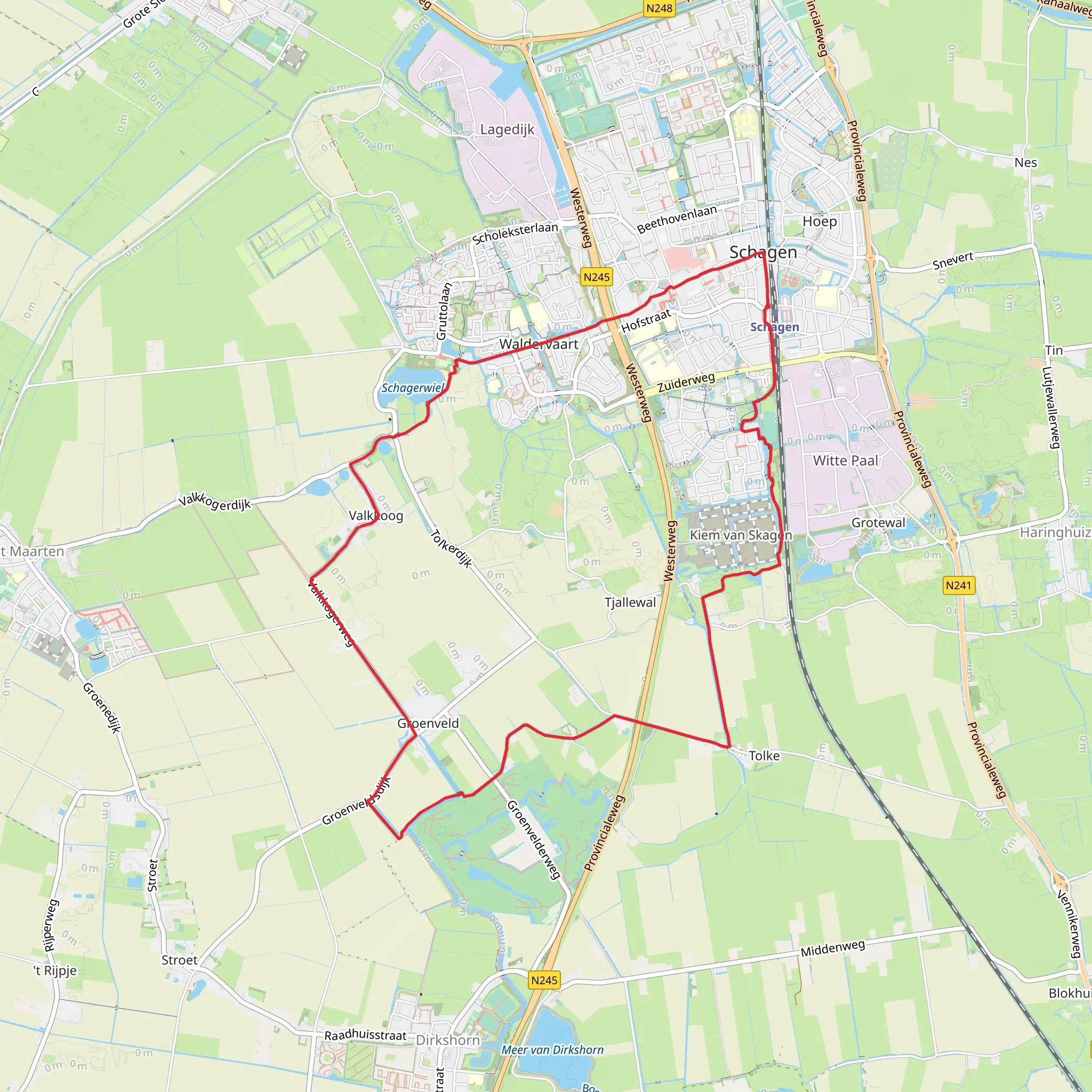 Meerstootpad, Tolkevaartpad and Menis Weg via Schagerwiel mobile static map