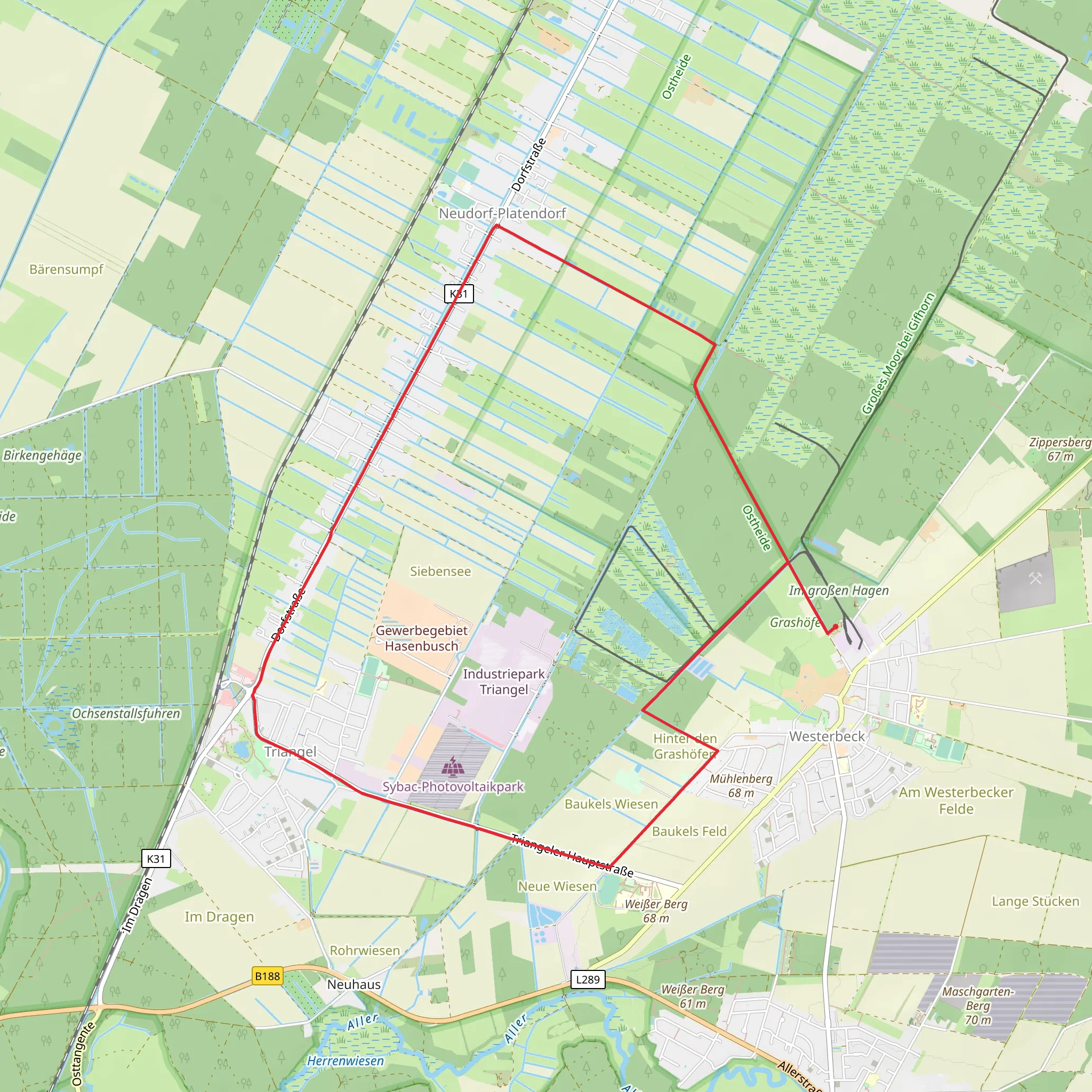 Dorfstrasse and Wander Moor ZeitReise mobile static map