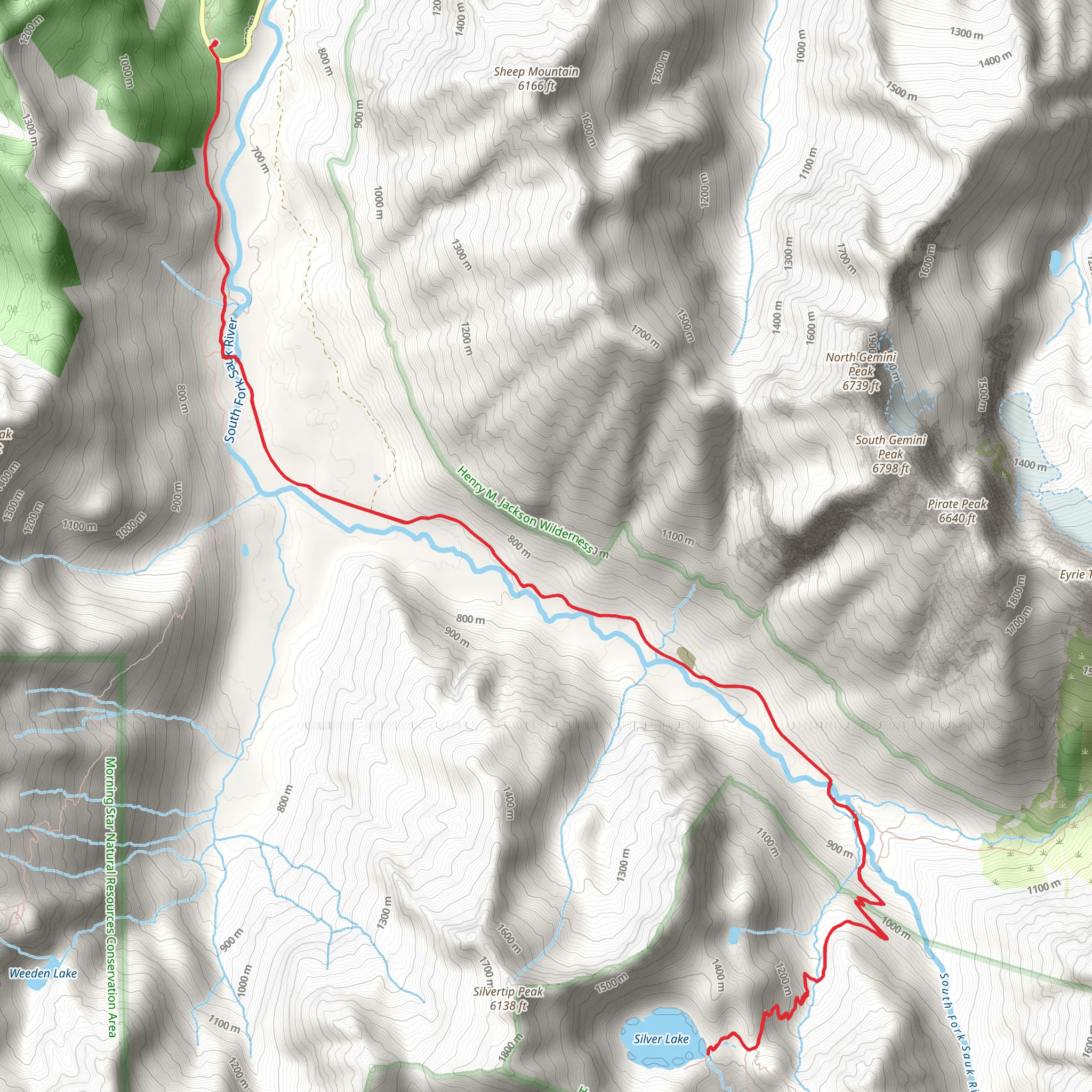 Silver Lake via Monte Cristo Trail mobile static map