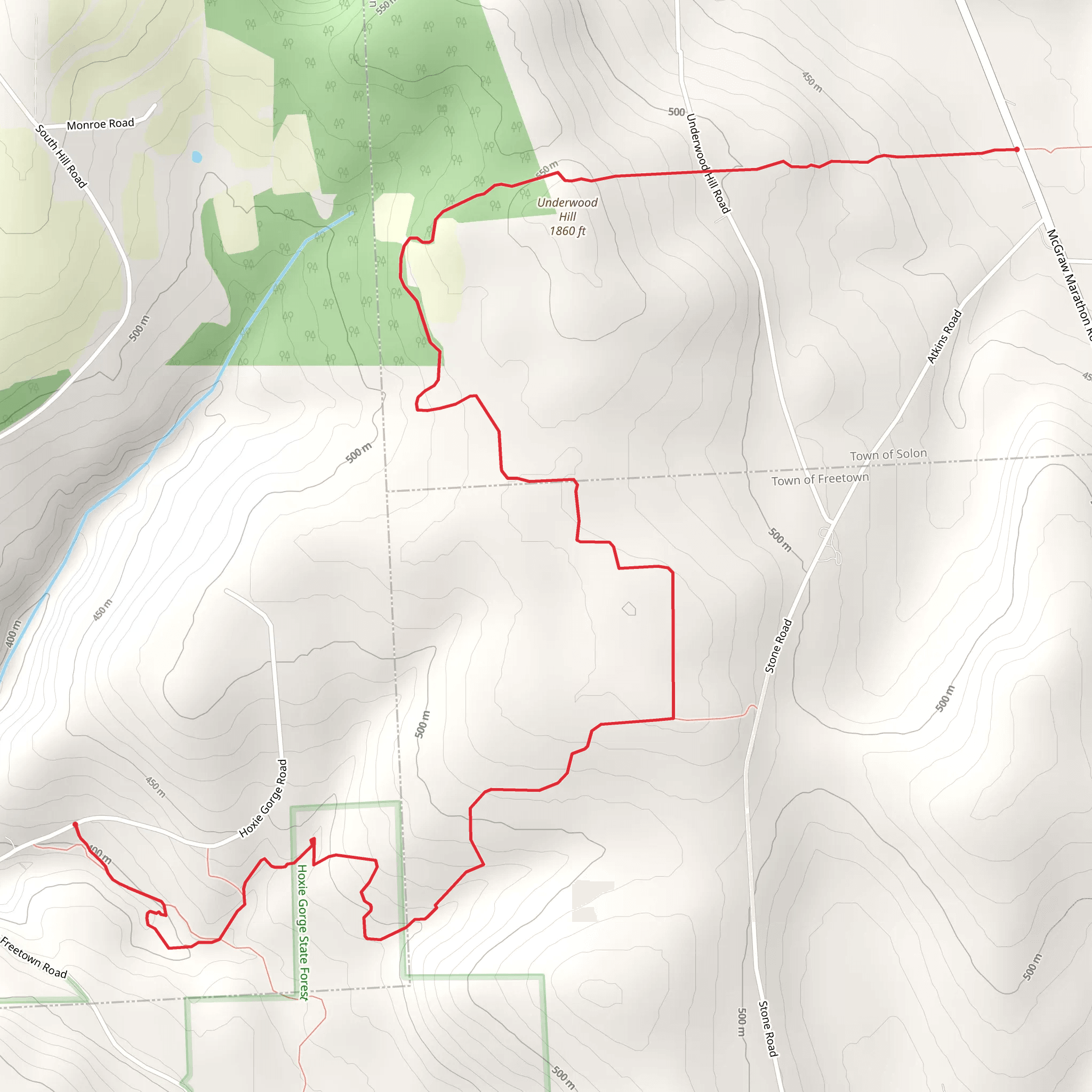 Underwood Hill Trail mobile static map