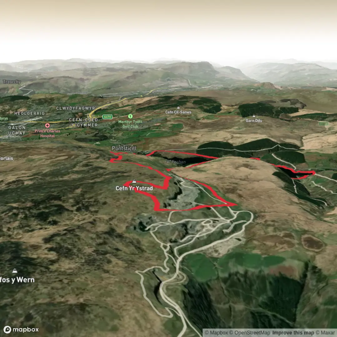 An image depicting the trail Pontsticill Reservoir & Trig 617m - Upper Limits UK and its surrounding area.