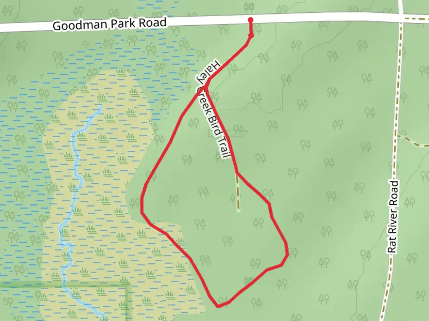 An image depicting the trail Halley Creek Bird Trail and its surrounding area.