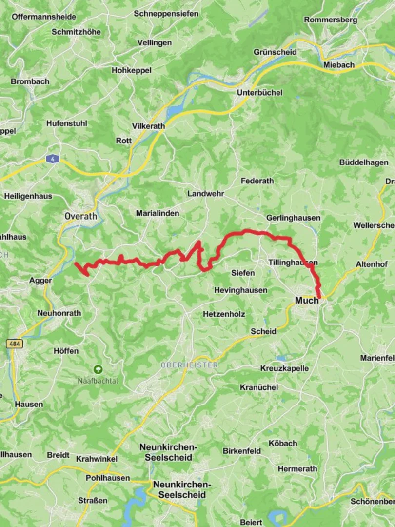 An image depicting the trail Broich to Much Walk and its surrounding area.