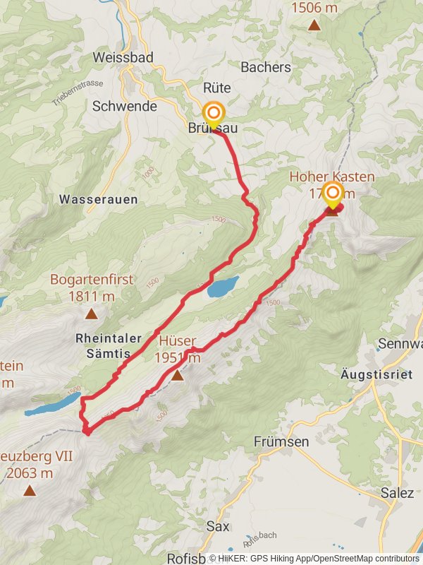 Hoher Kasten - Brülisau Trail mobile static map