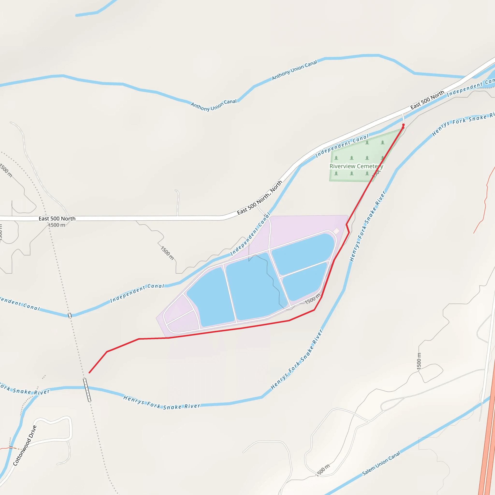 North Fork Snake River Walk along mobile static map