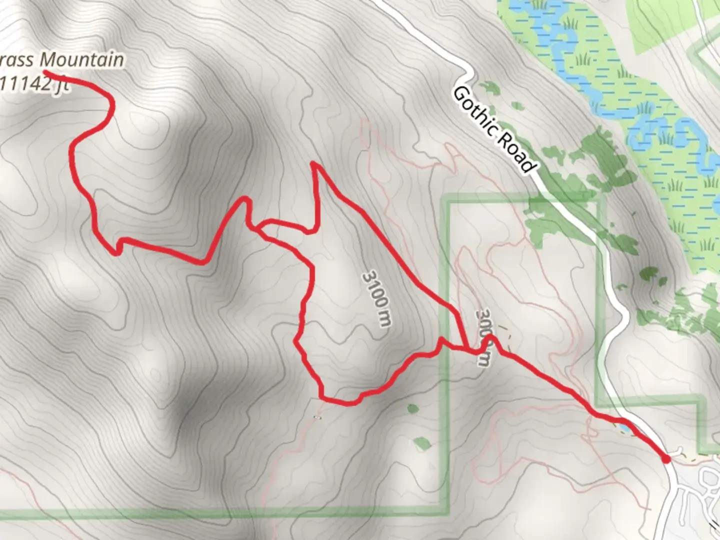 An image depicting the trail Snodgrass Mountain and its surrounding area.