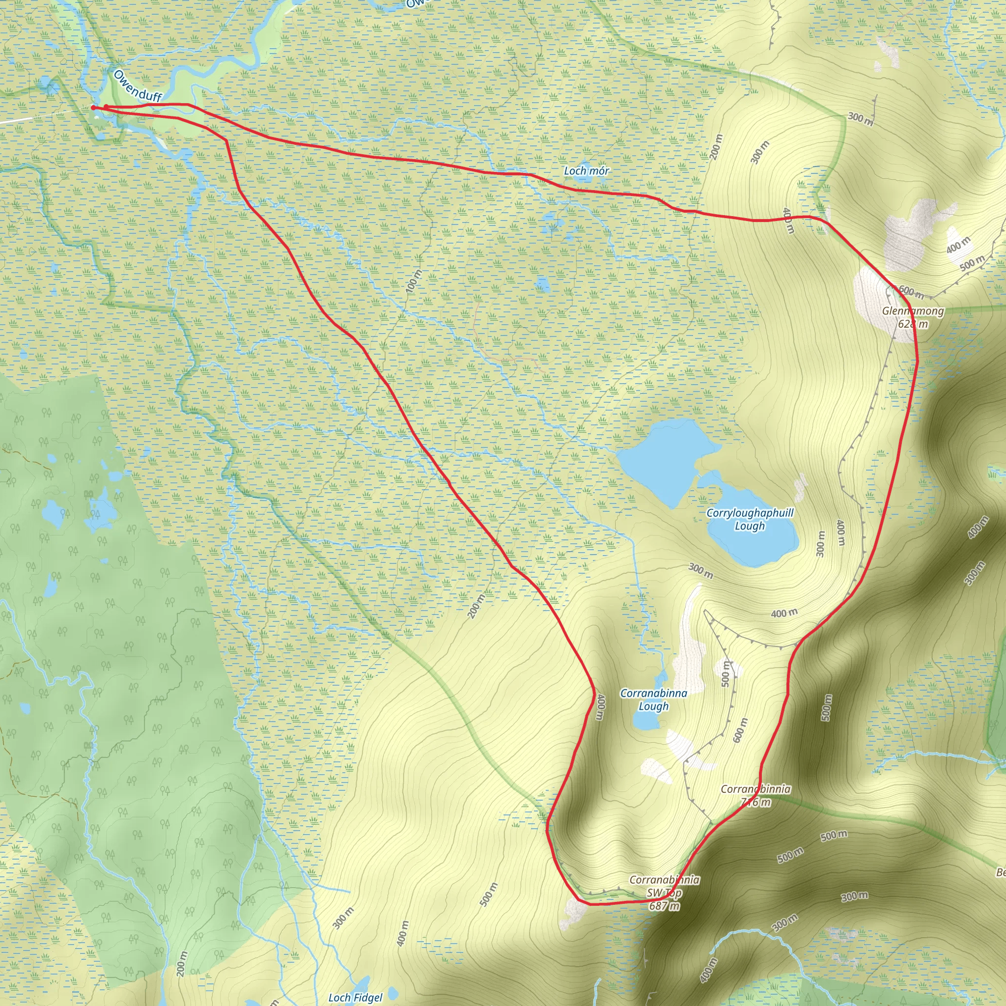 Glenamong and Corranabinnia Mountain Loop Walk mobile static map