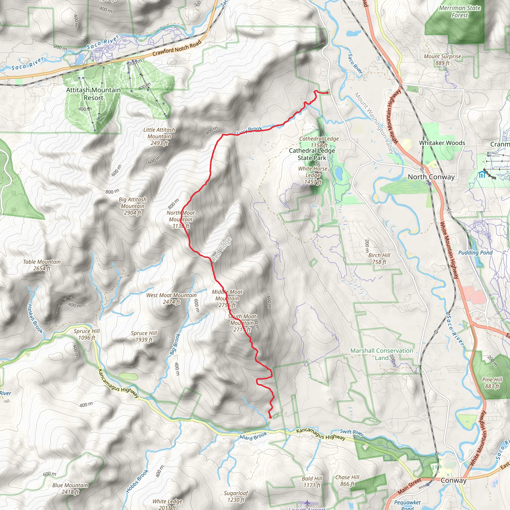 Moat Mountain Trail mobile static map