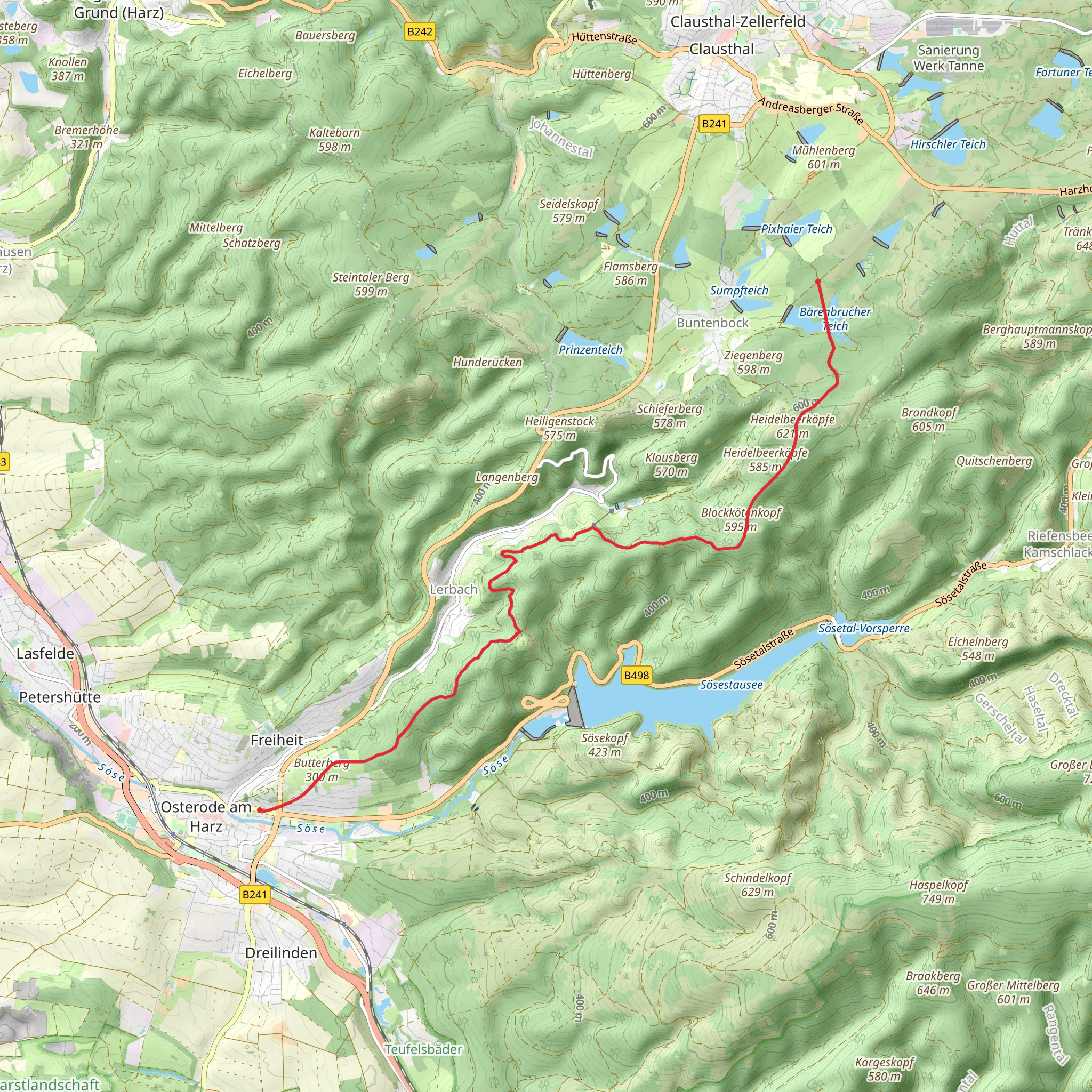 Osterode am Harz to Ziegenberger Teich via Harzer Hexen Stieg mobile static map
