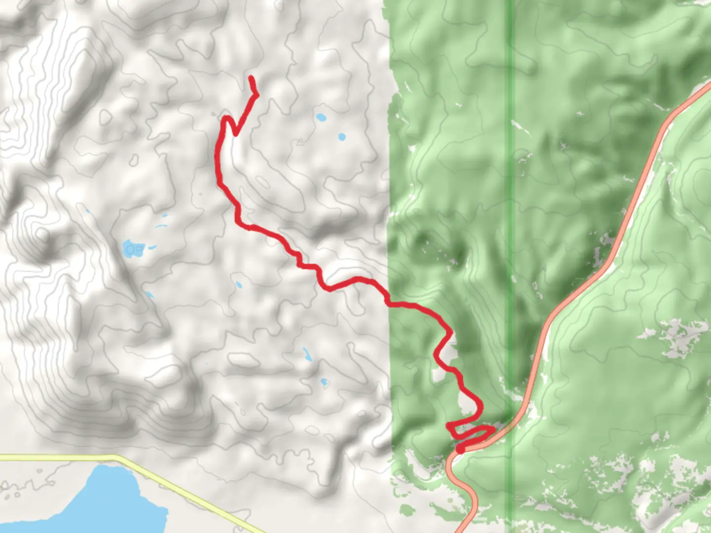 An image depicting the trail Tepee Creek Road and its surrounding area.