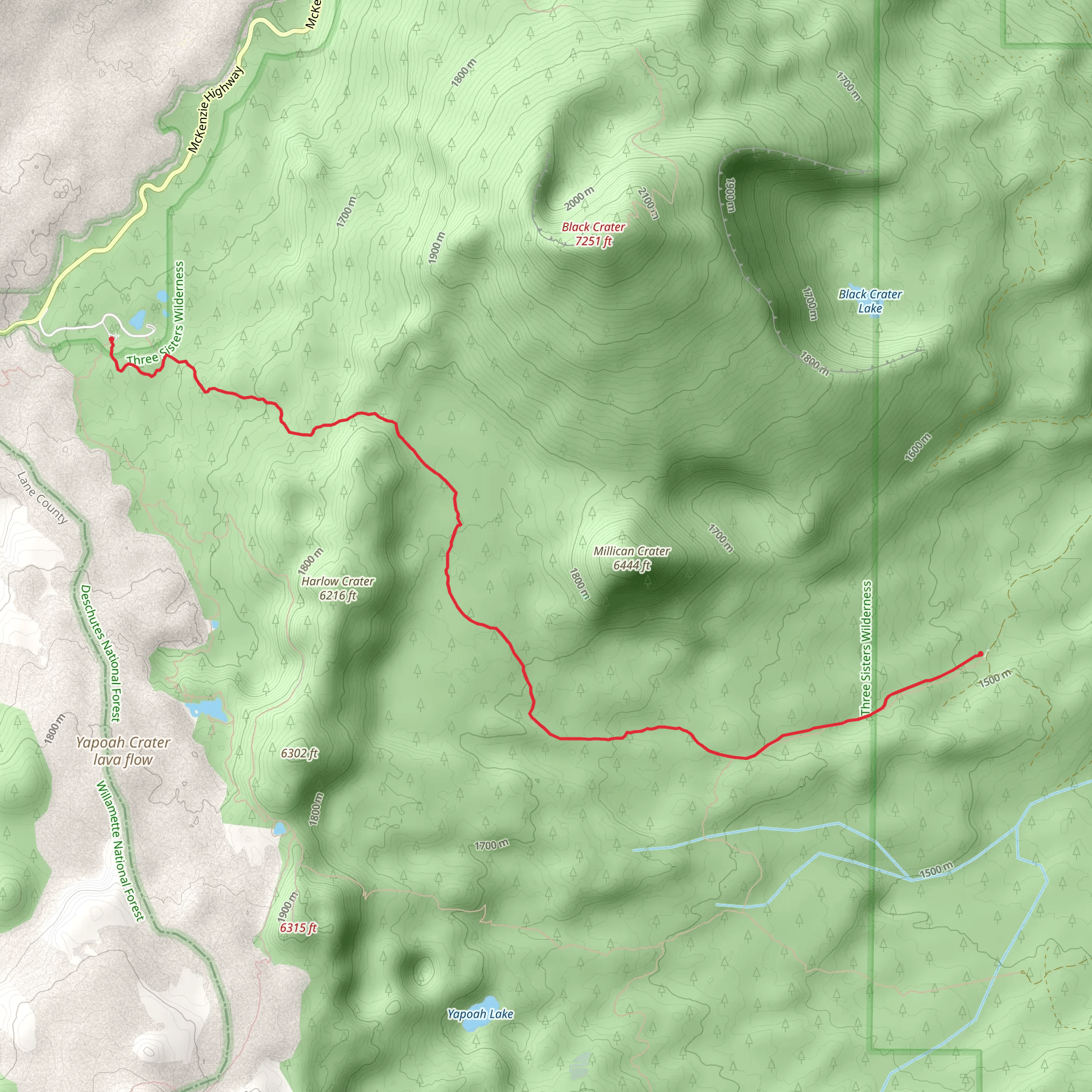 Millican Crater Trail mobile static map