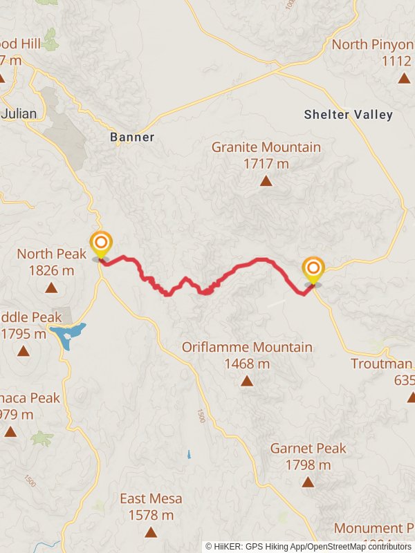 State Highway 79 to Great Southern Overland Stage Route via Oriflamme Canyon