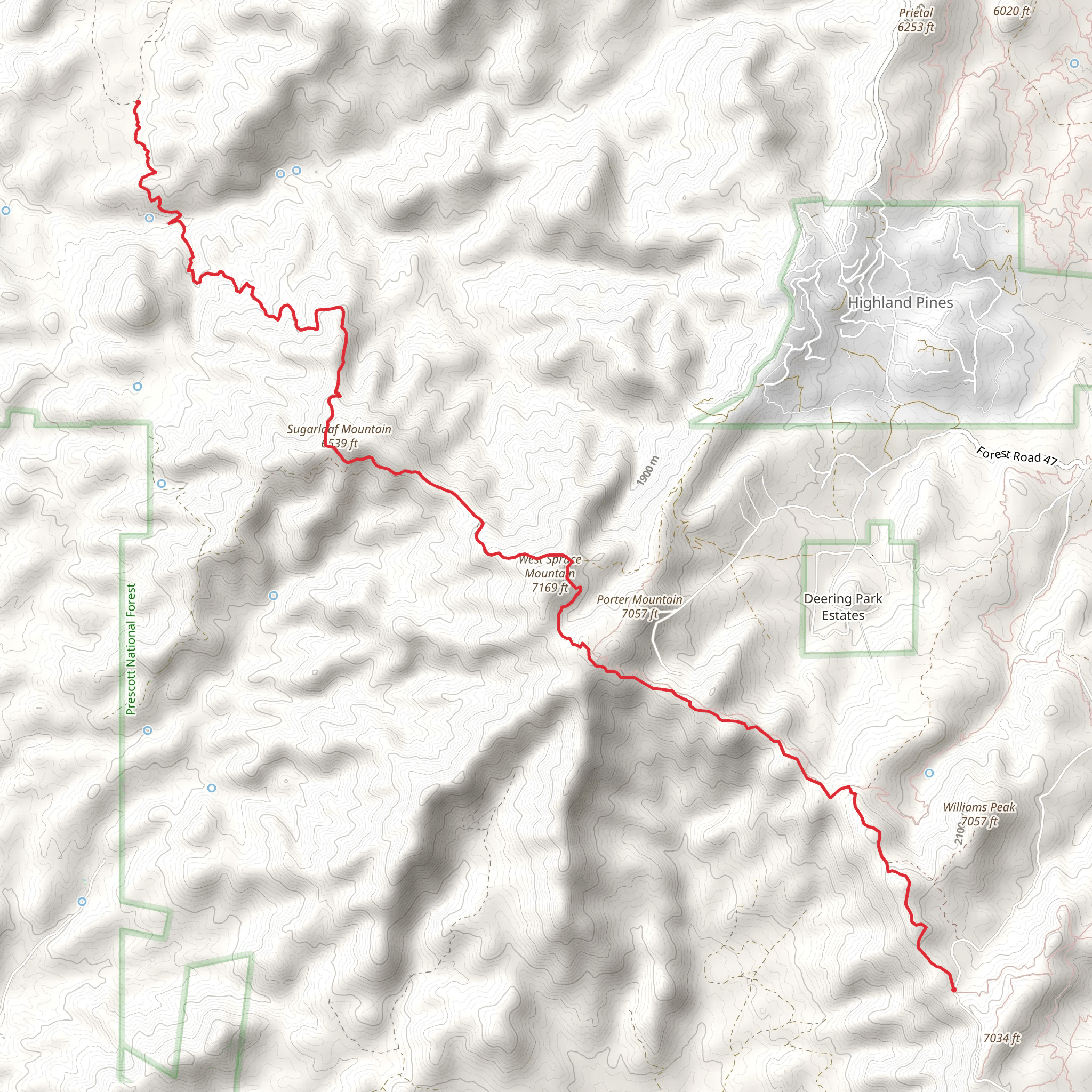 West Spruce Trail mobile static map