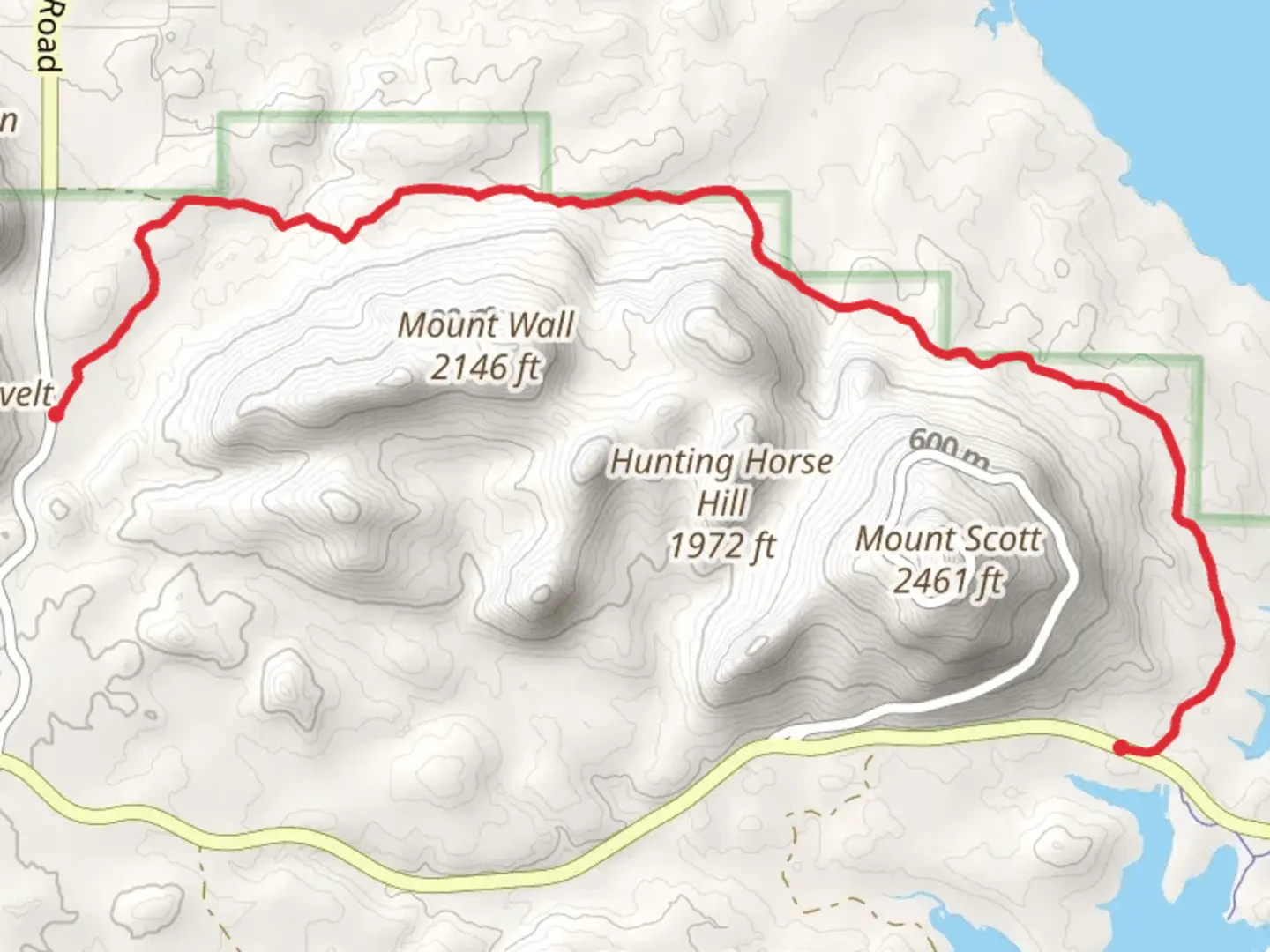 An image depicting the trail Mount Scott Fire Road and its surrounding area.