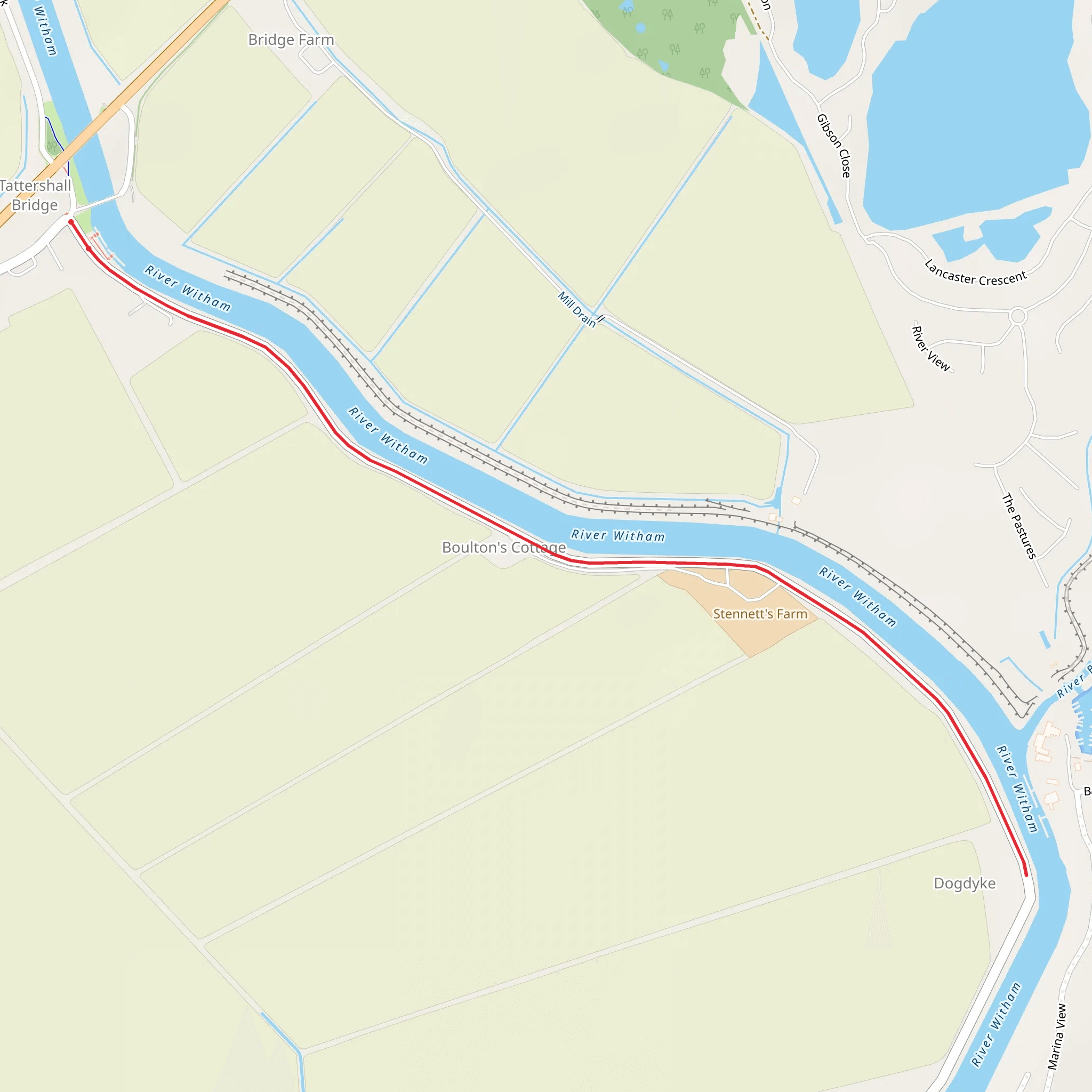 Tattershall Bridge to Dogdyke Walk mobile static map