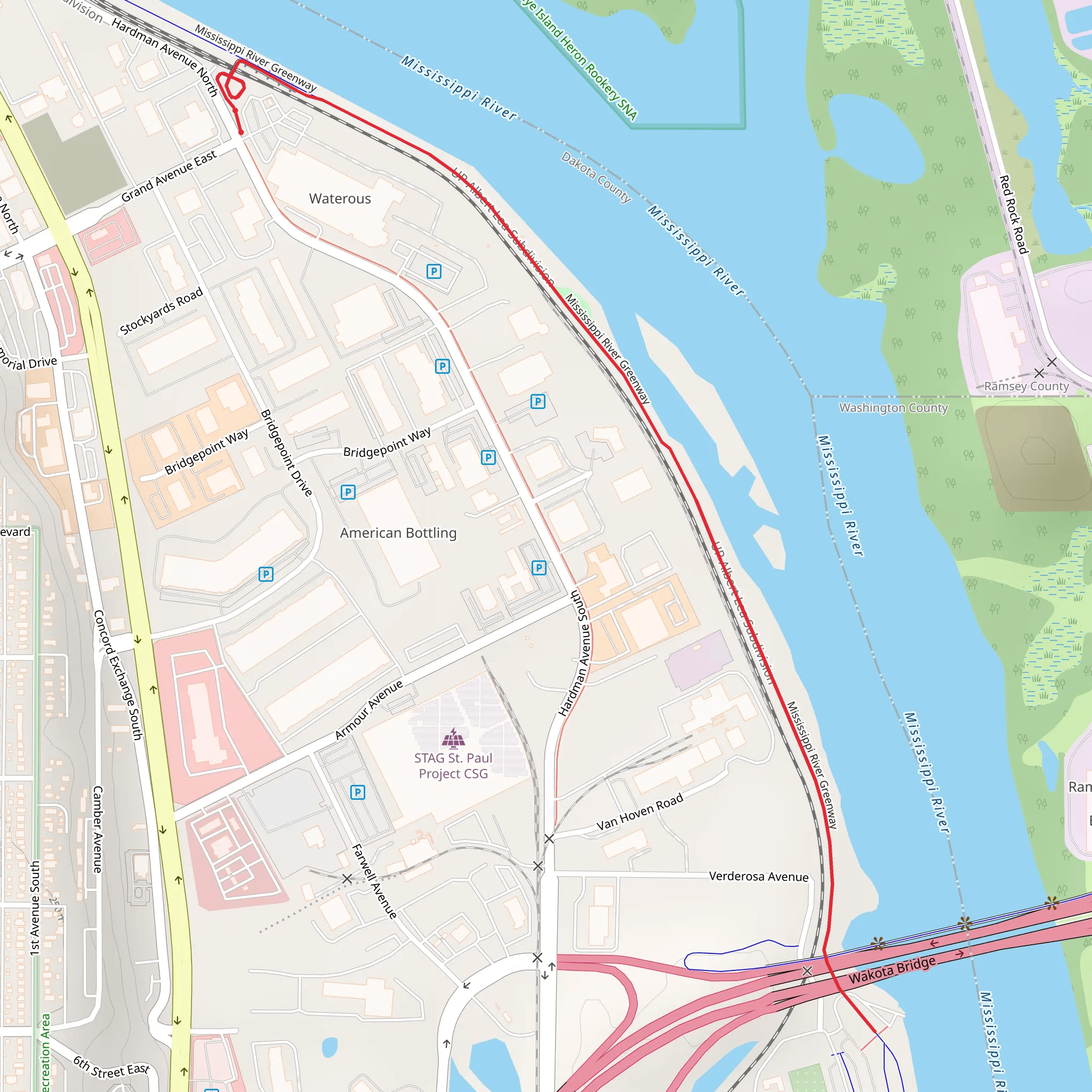 Wildflower Levee Park via Mississippi River Trail mobile static map