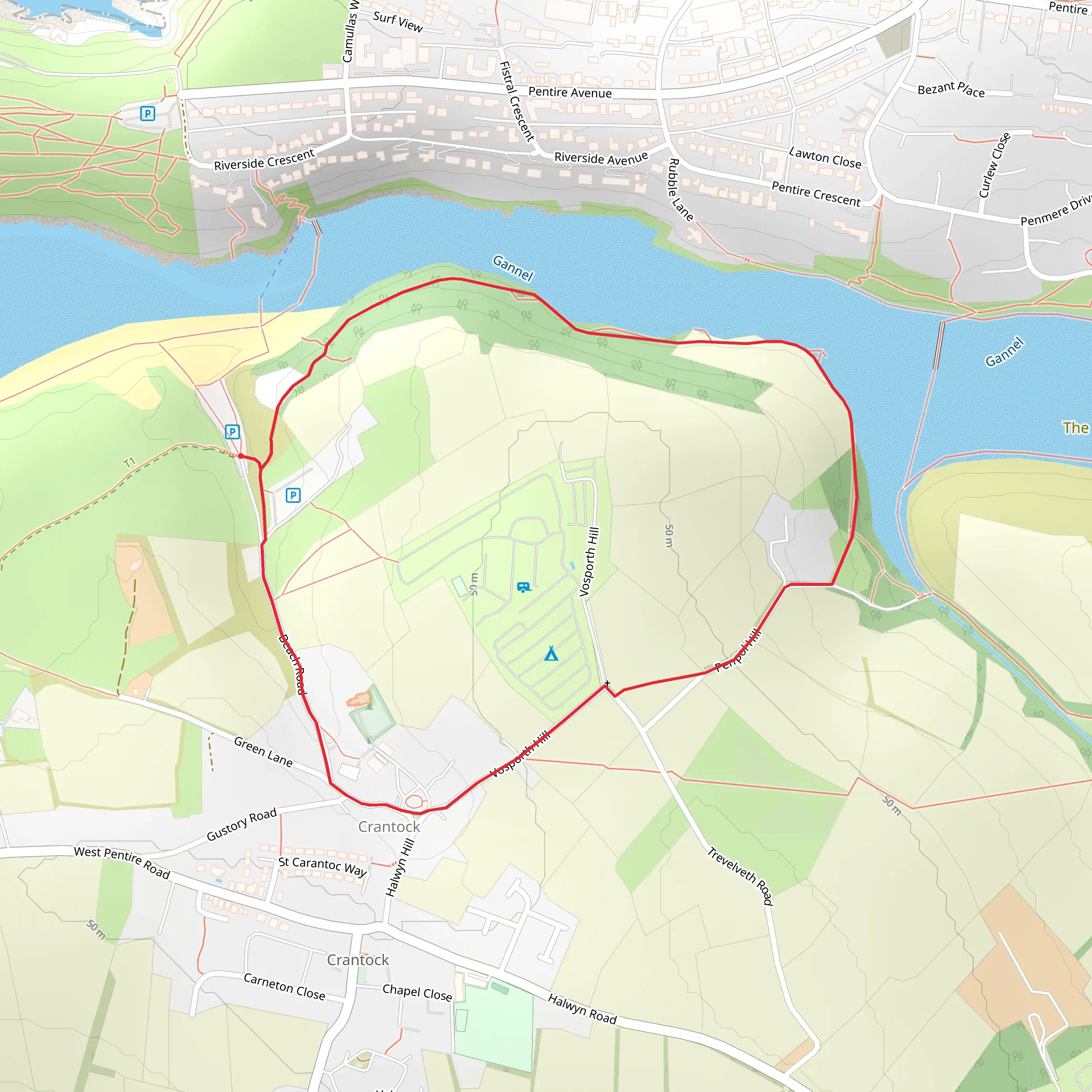 Bay Hotels - Beresford - Crantock and Penpol Creek Walk mobile static map