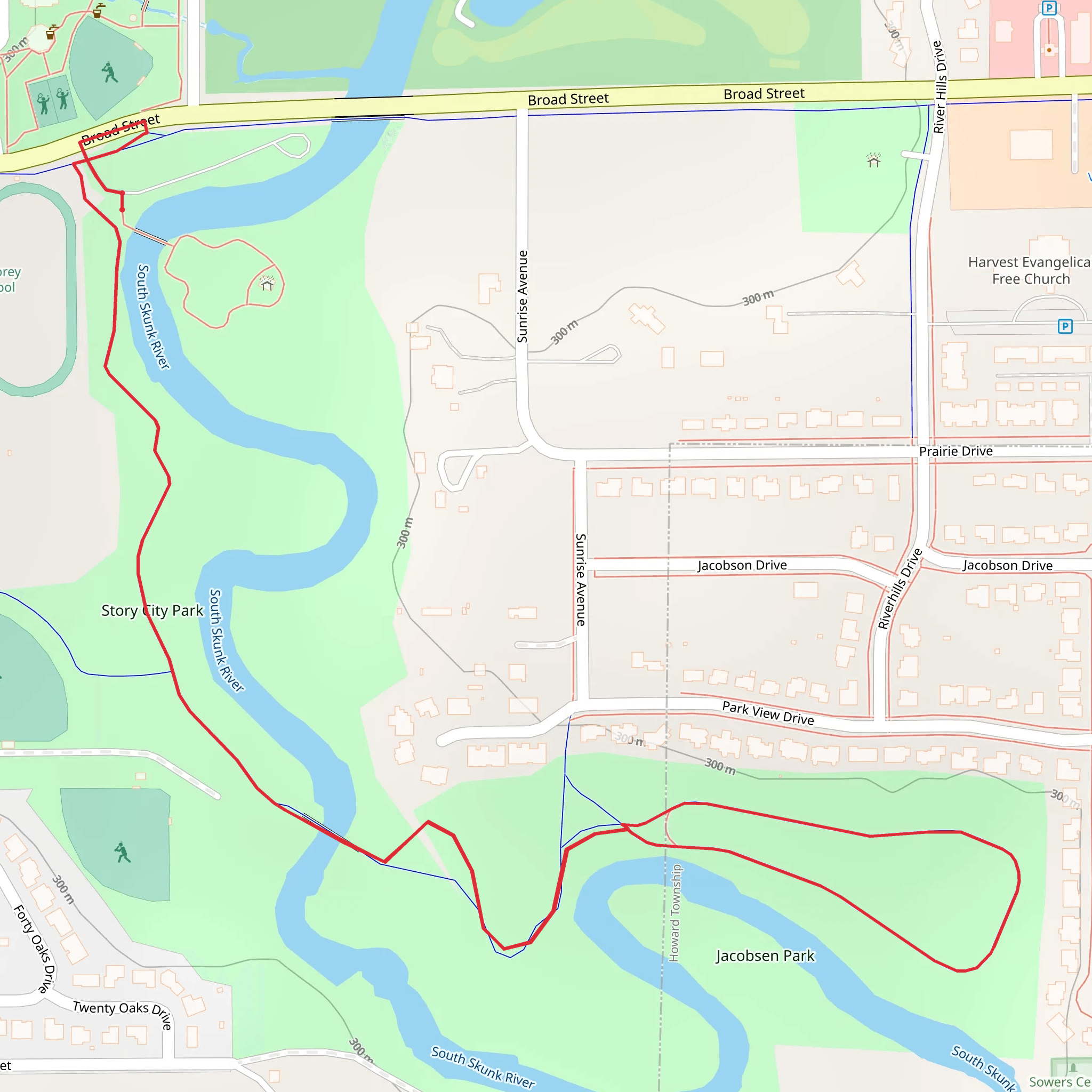 Story City Park, Jacobsen Park and South Skunk River Walk mobile static map