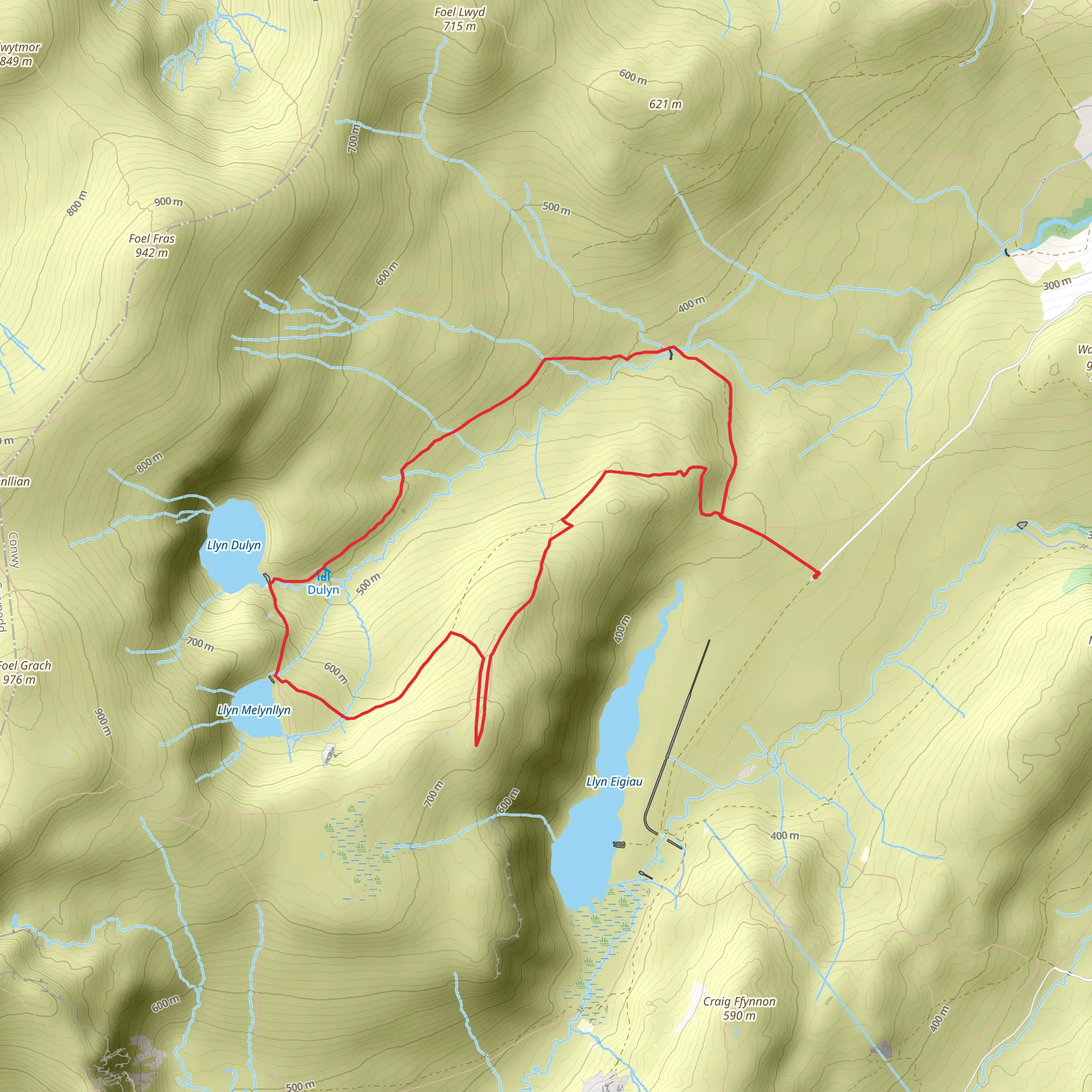 Craig Eigiau - Melynilyn and Dulyn Resrs nr Tal-y-Bont mobile static map
