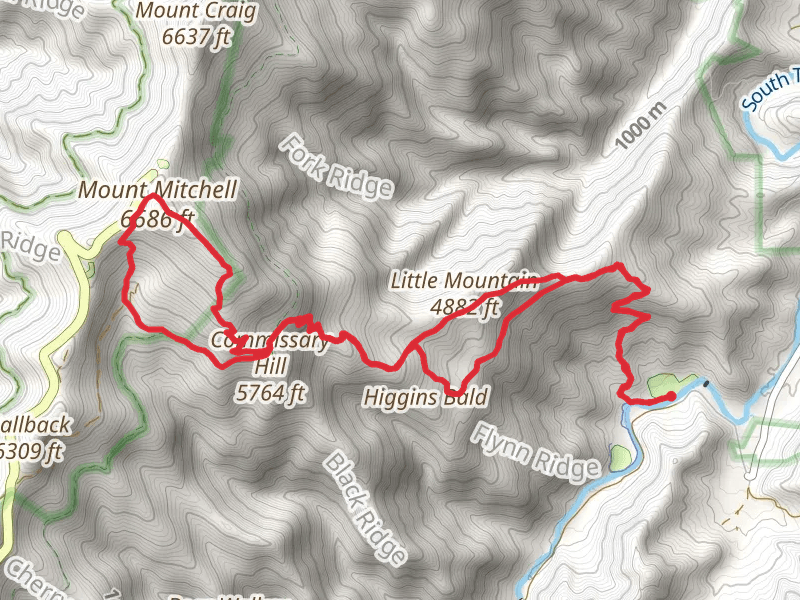 Higgins Bald, Little Mountain, Commissary Hill and Mount Mitchell Trail