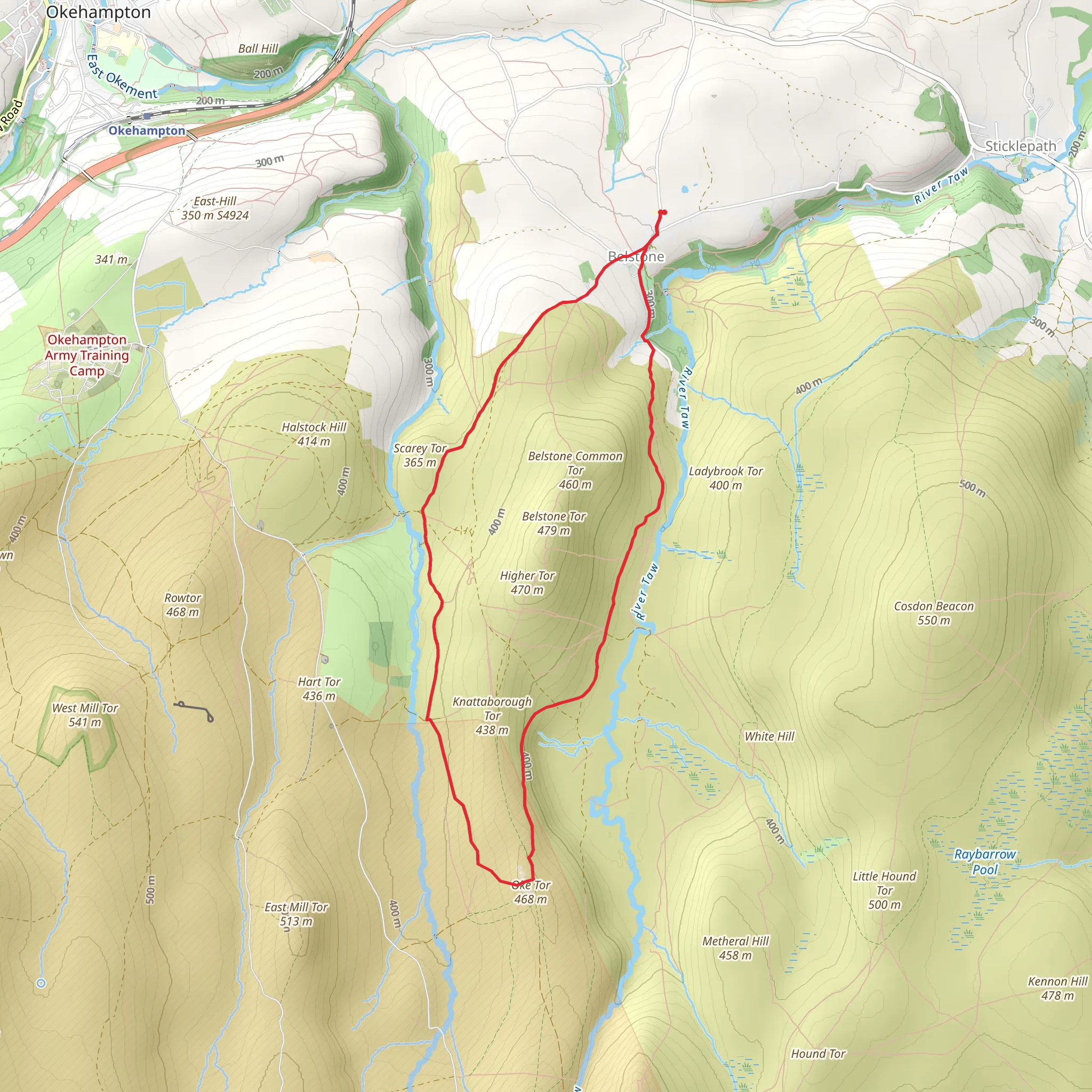 Oke Tor and Tarka Trail mobile static map