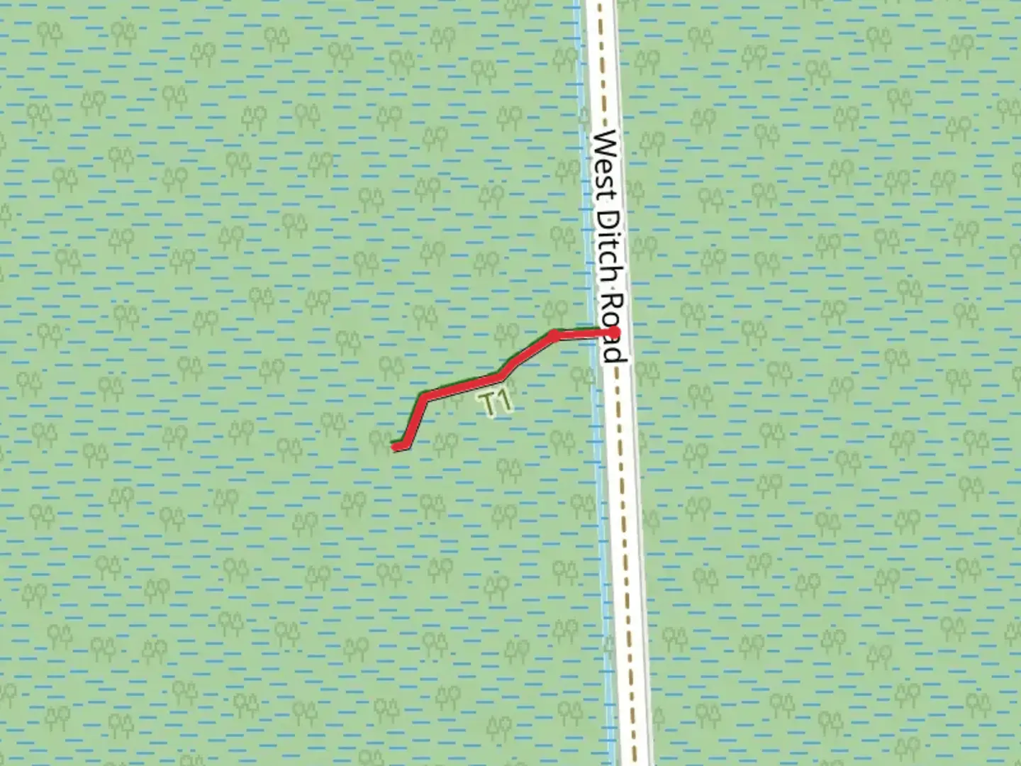 An image depicting the trail West Ditch Boardwalk and its surrounding area.