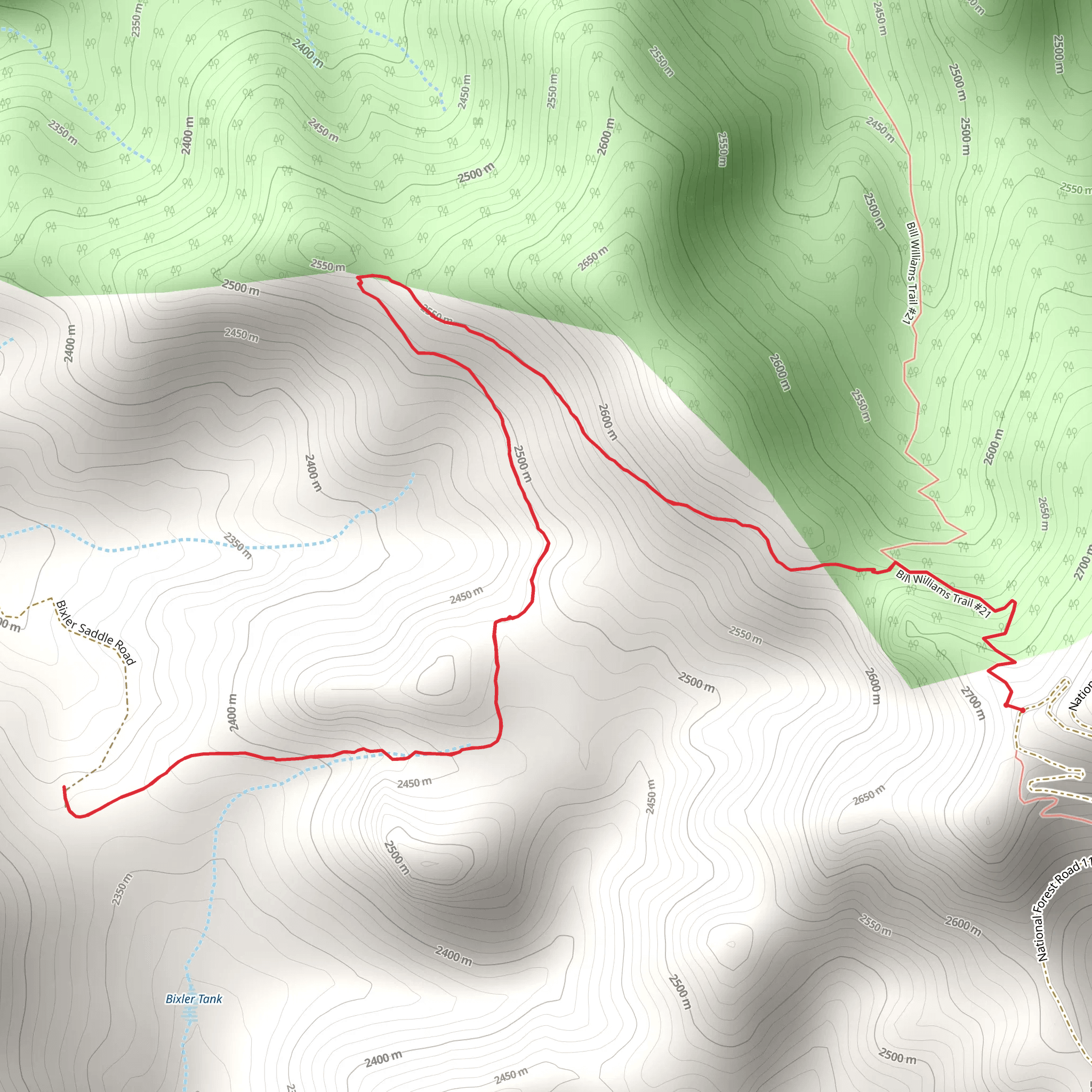 Bixler Saddle Trail mobile static map