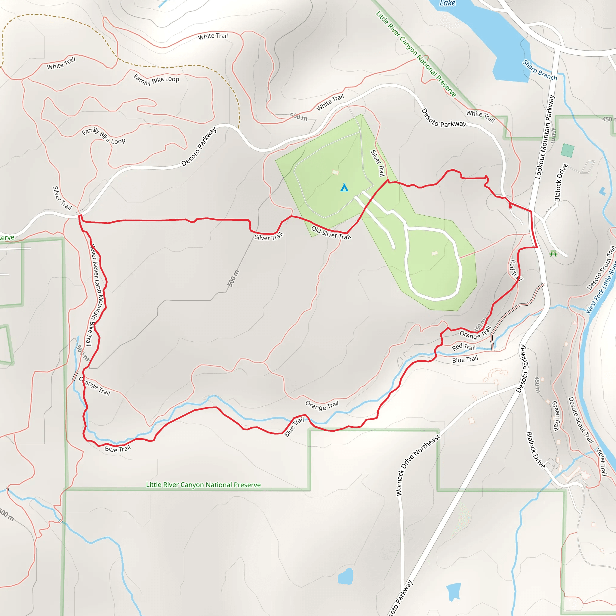 Silver Trail and Orange Loop Trail mobile static map