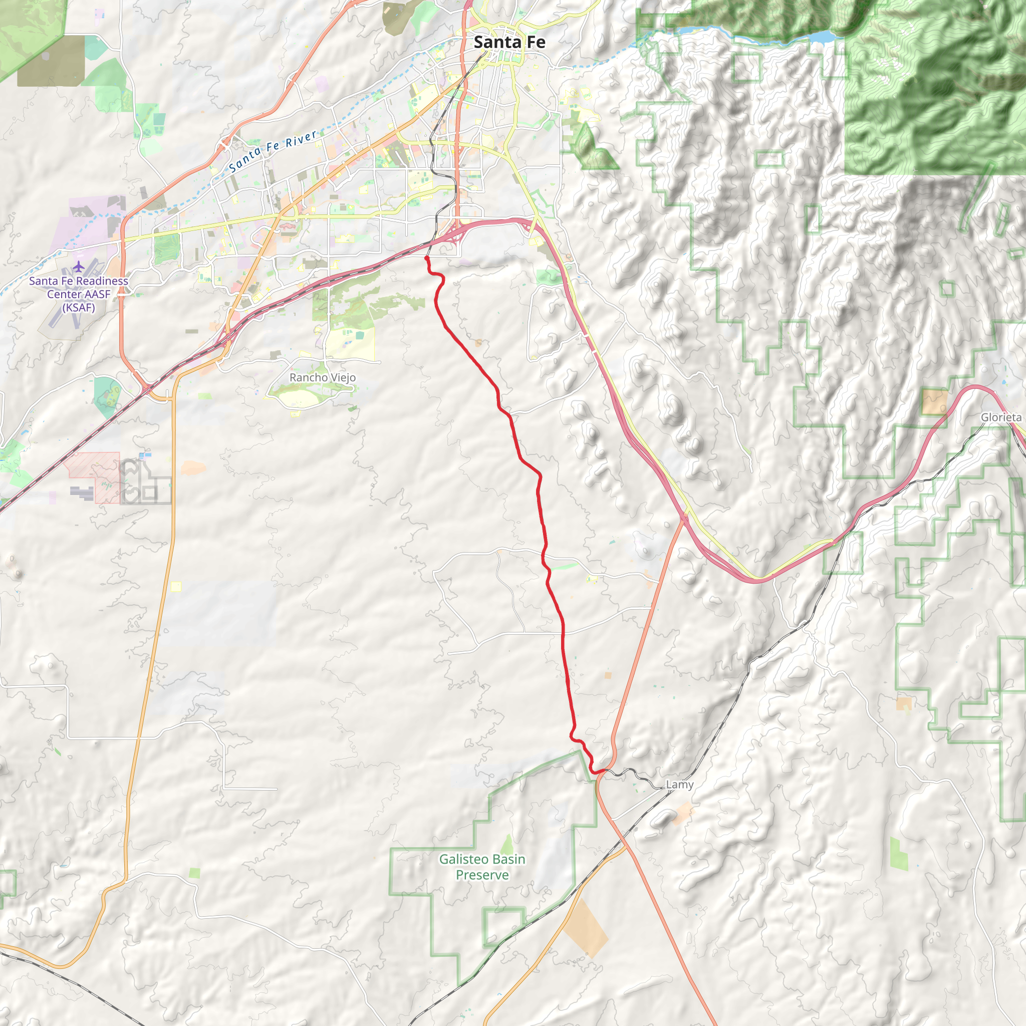Santa Fe Rail Trail Out and Back mobile static map
