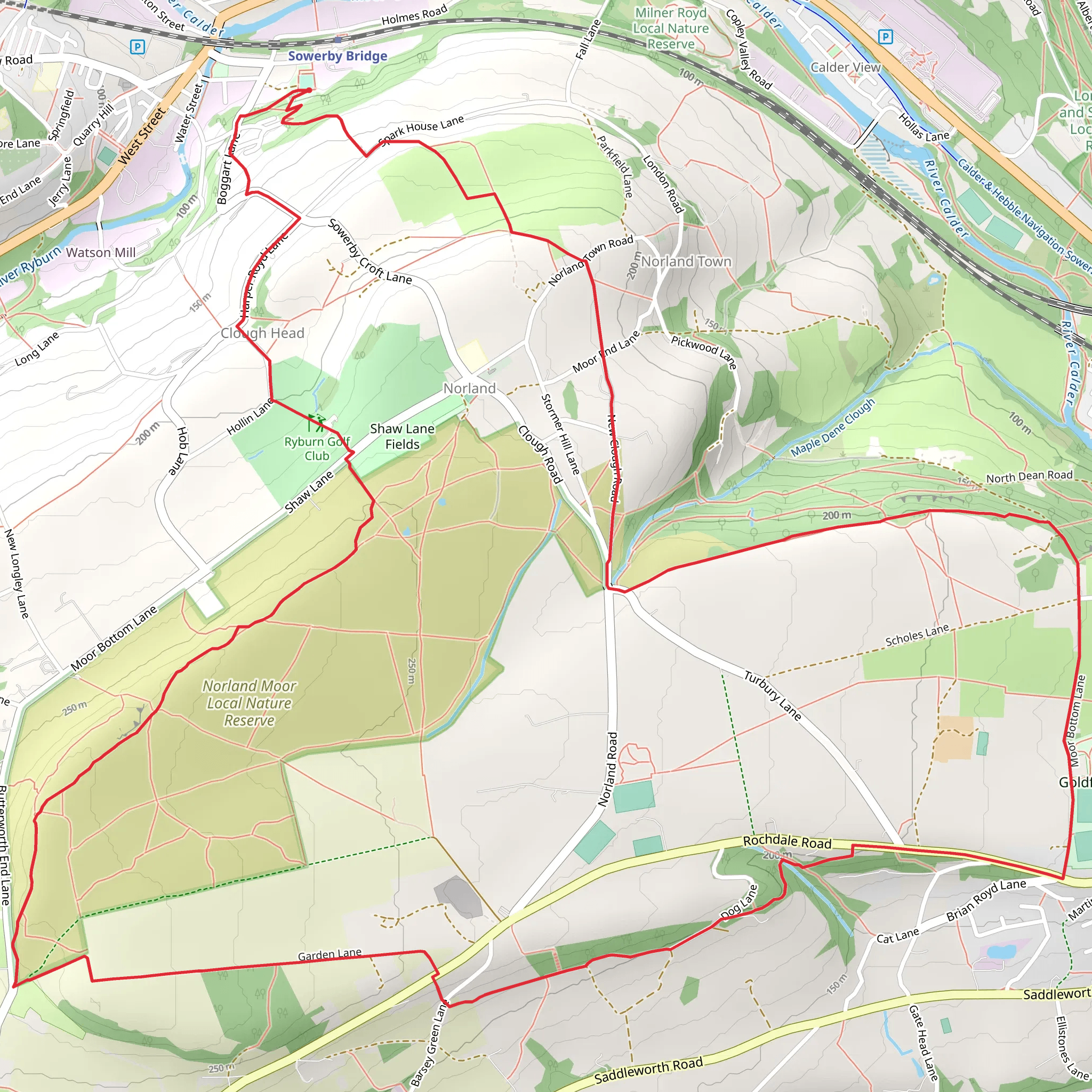 Sowerby Bridge and Norland Moor mobile static map