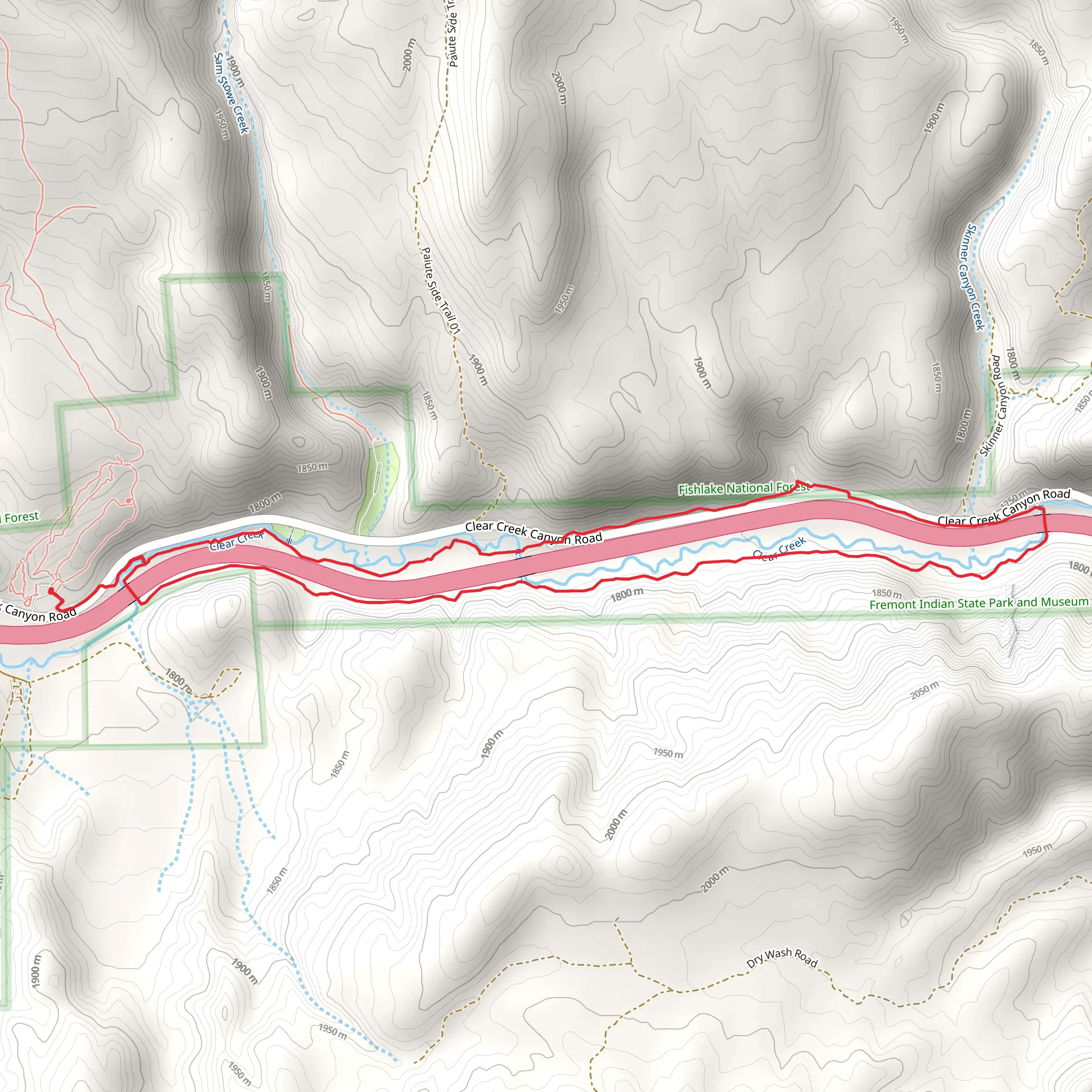 Sam Stowe Canyon and Clear Creek Loop mobile static map