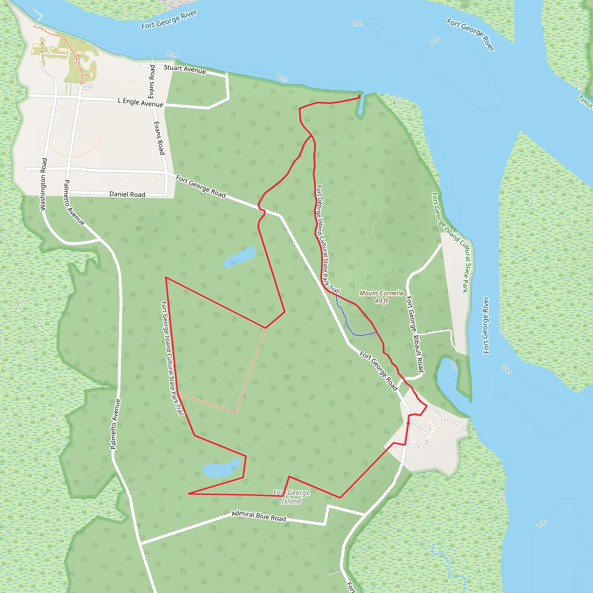 Fort George Island Cultural State Park Trail Loop mobile static map