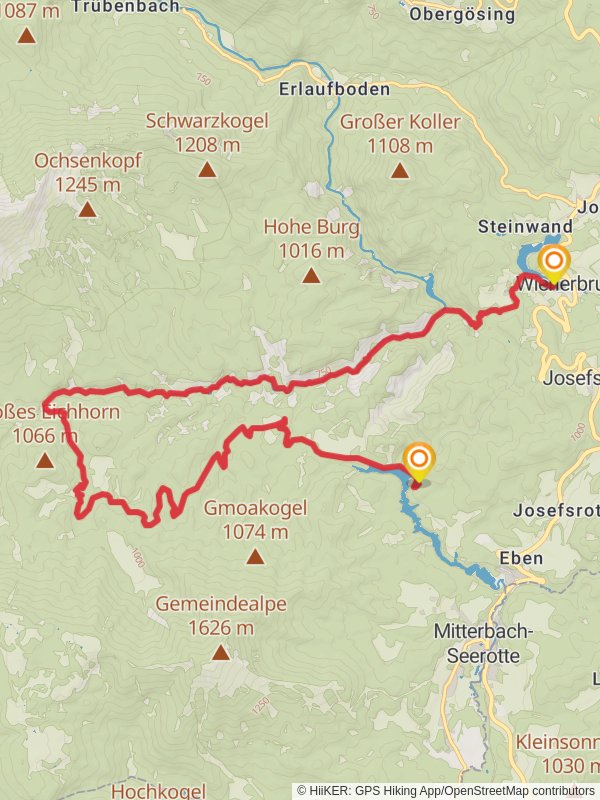 Wienerbruck to Erlaufklause mobile static map