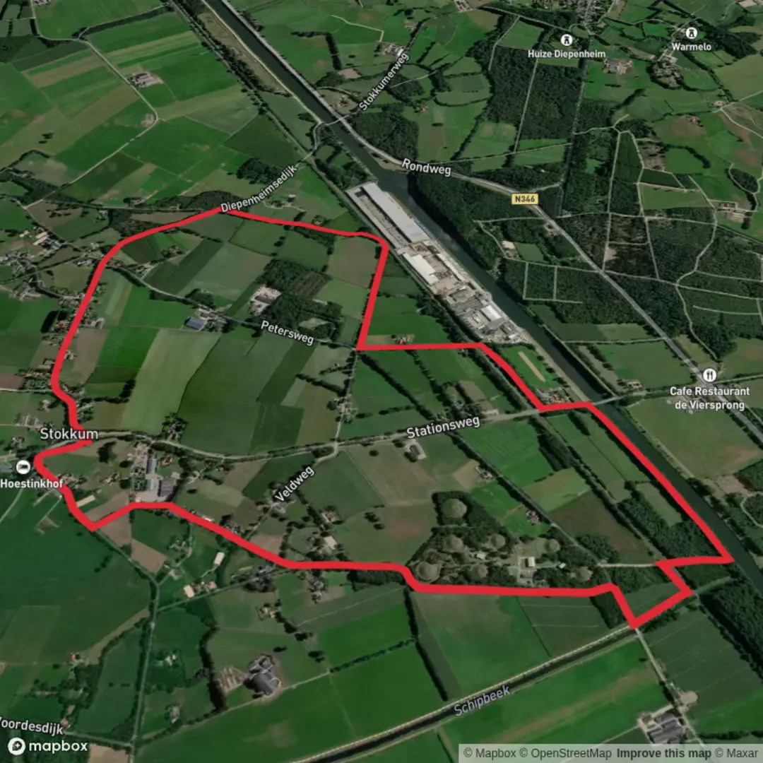 An image depicting the trail Stokkum and Teemker Loop and its surrounding area.