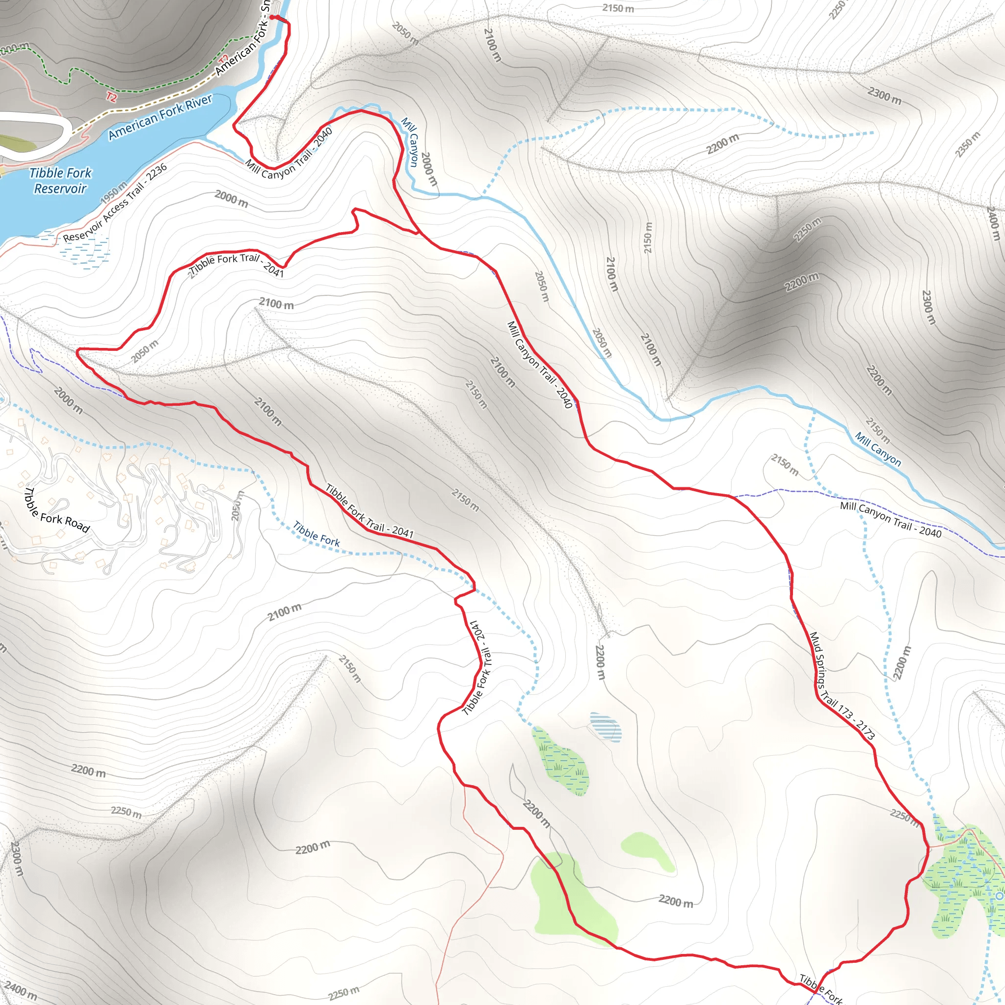 Mill Canyon and Tibble Fork Loop Trail mobile static map