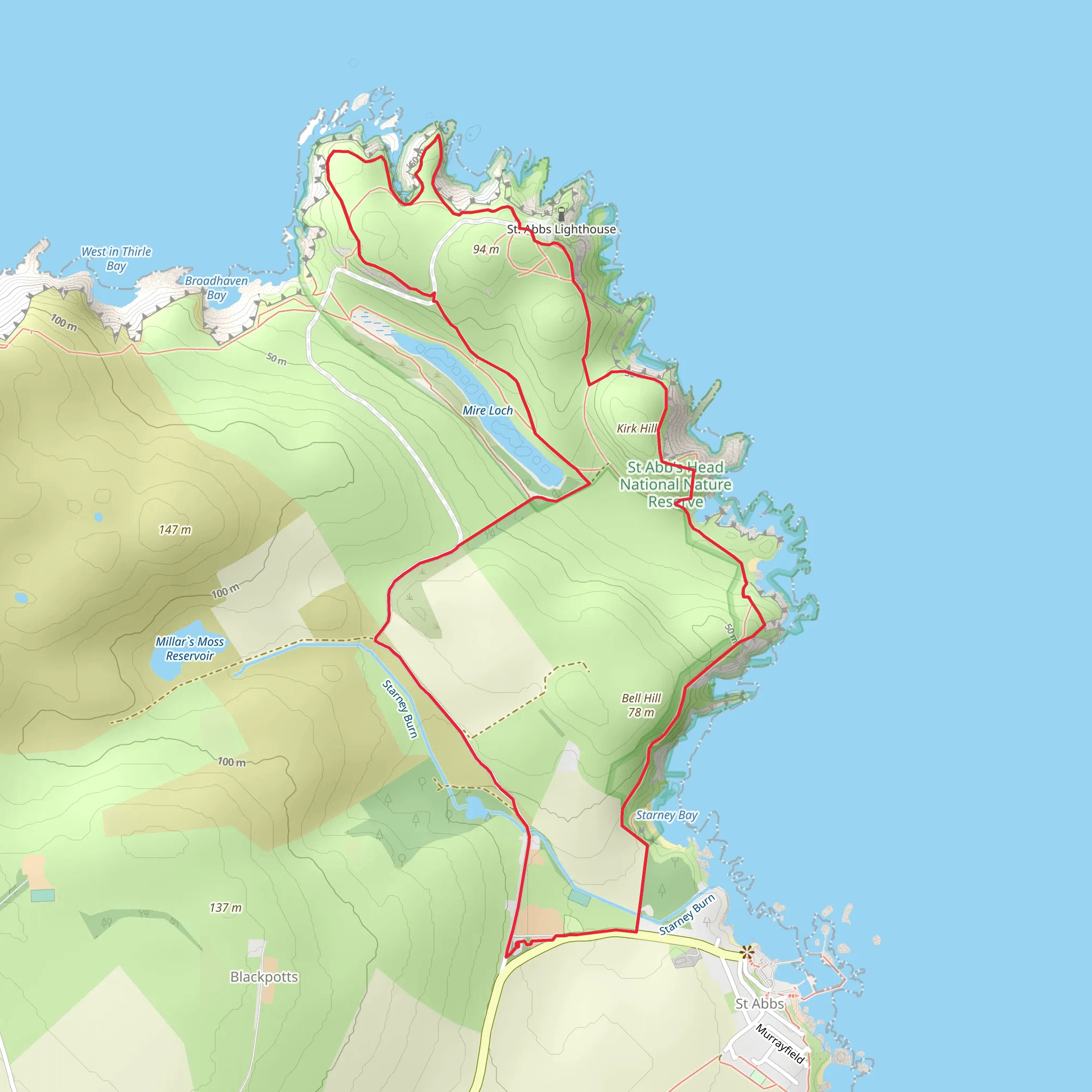 St Abb's Head Loop via Discovery Trail mobile static map