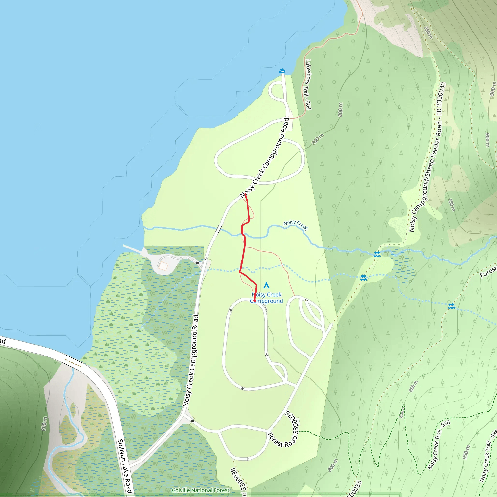 Noisy Creek Campground Trail mobile static map