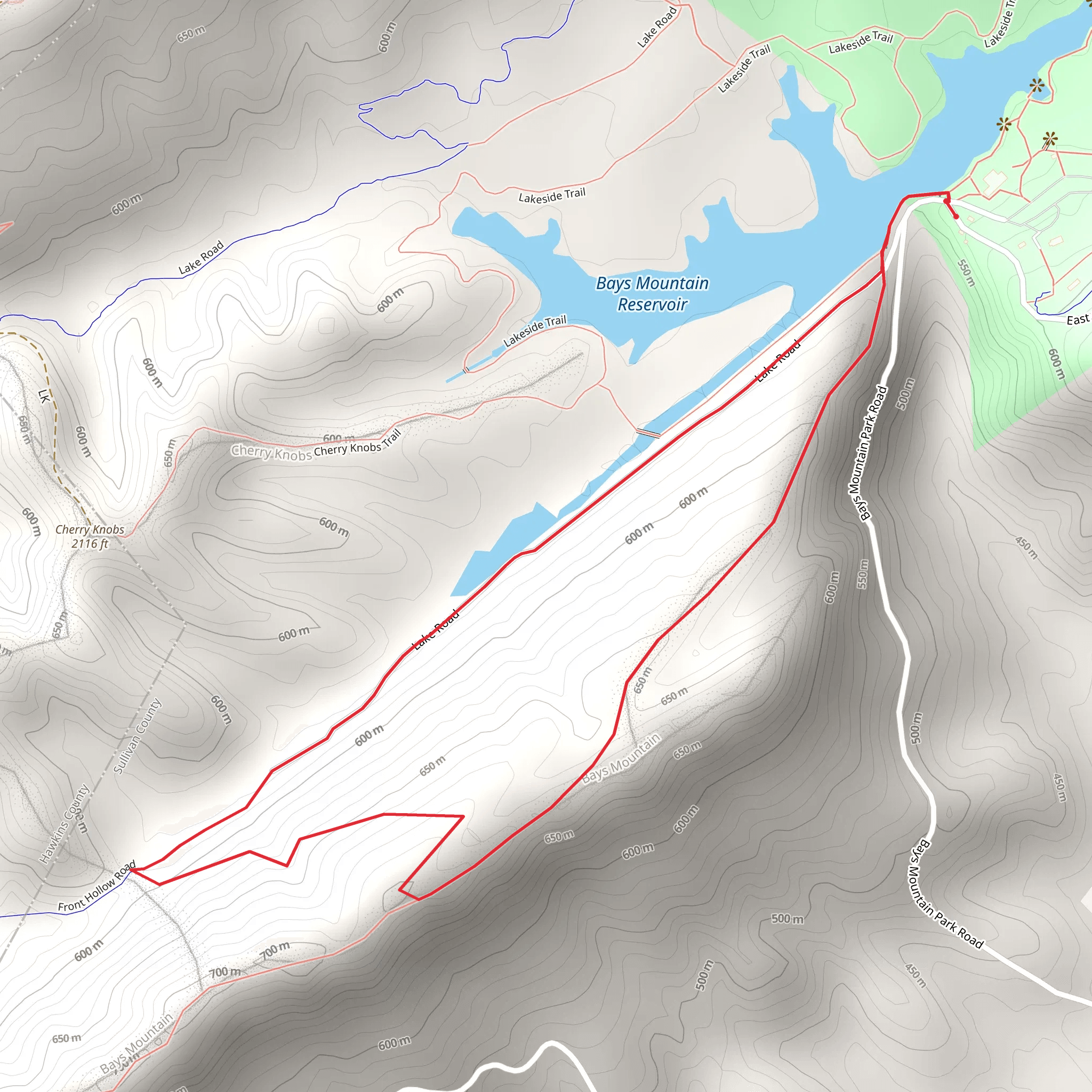Bays Mountain Reservoir via Lake Road Loop mobile static map