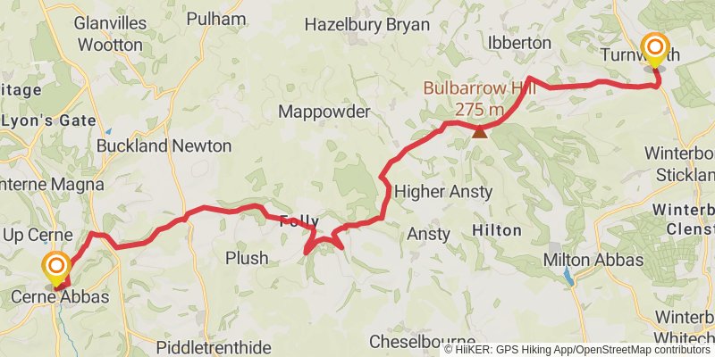 Wessex Heights from Dorchester to Salisbury stage 2 Map