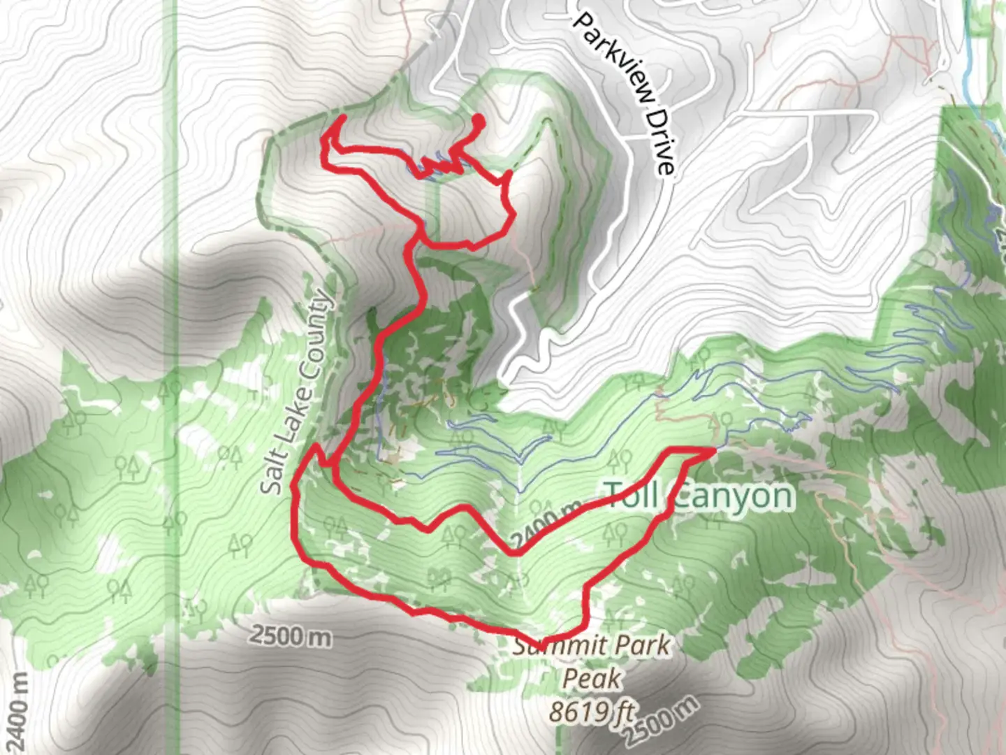 An image depicting the trail Road to WOS and Over Easy Loop and its surrounding area.