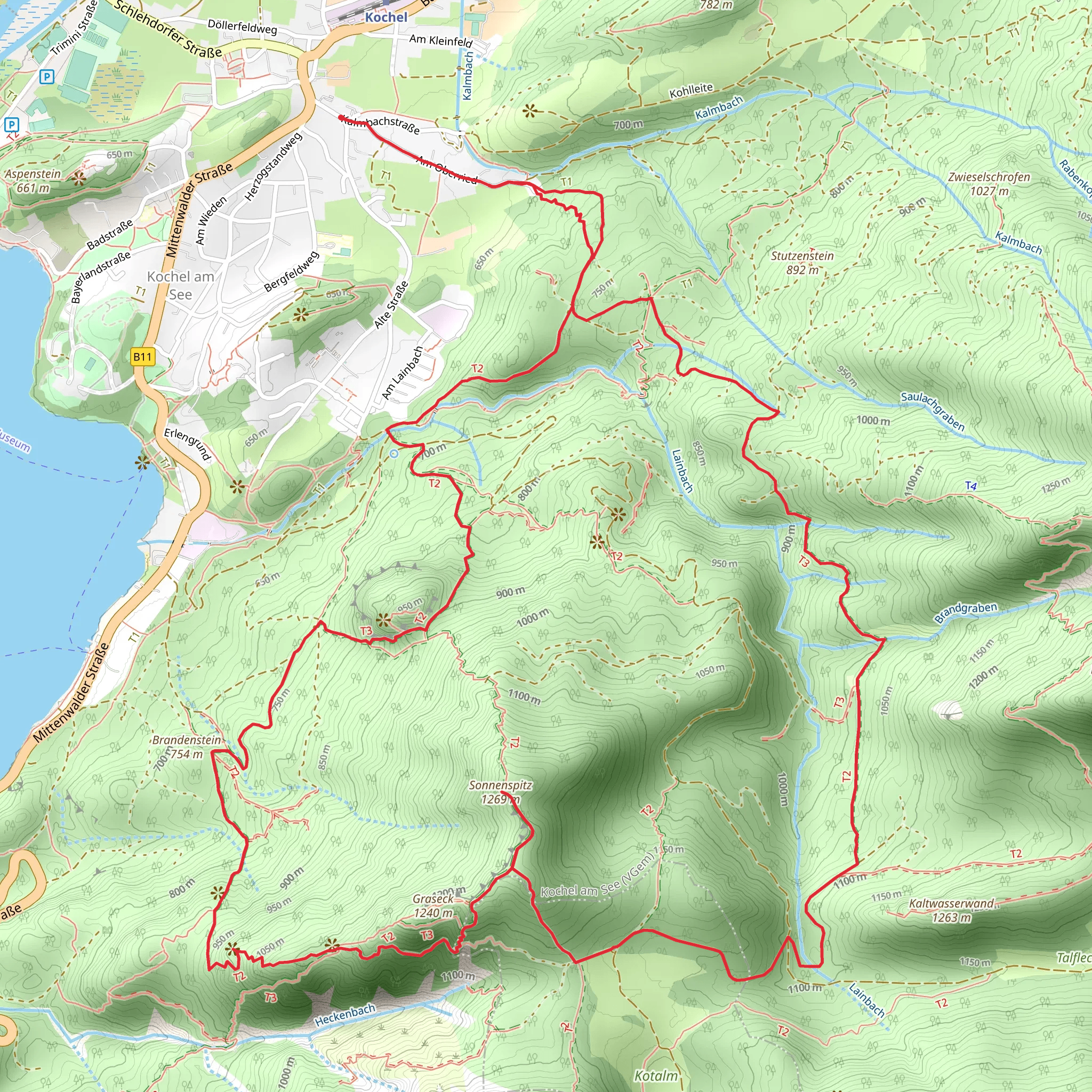 Kienstein, Gamsköpfl, Somenspitz Peak Loop - Kochel mobile static map