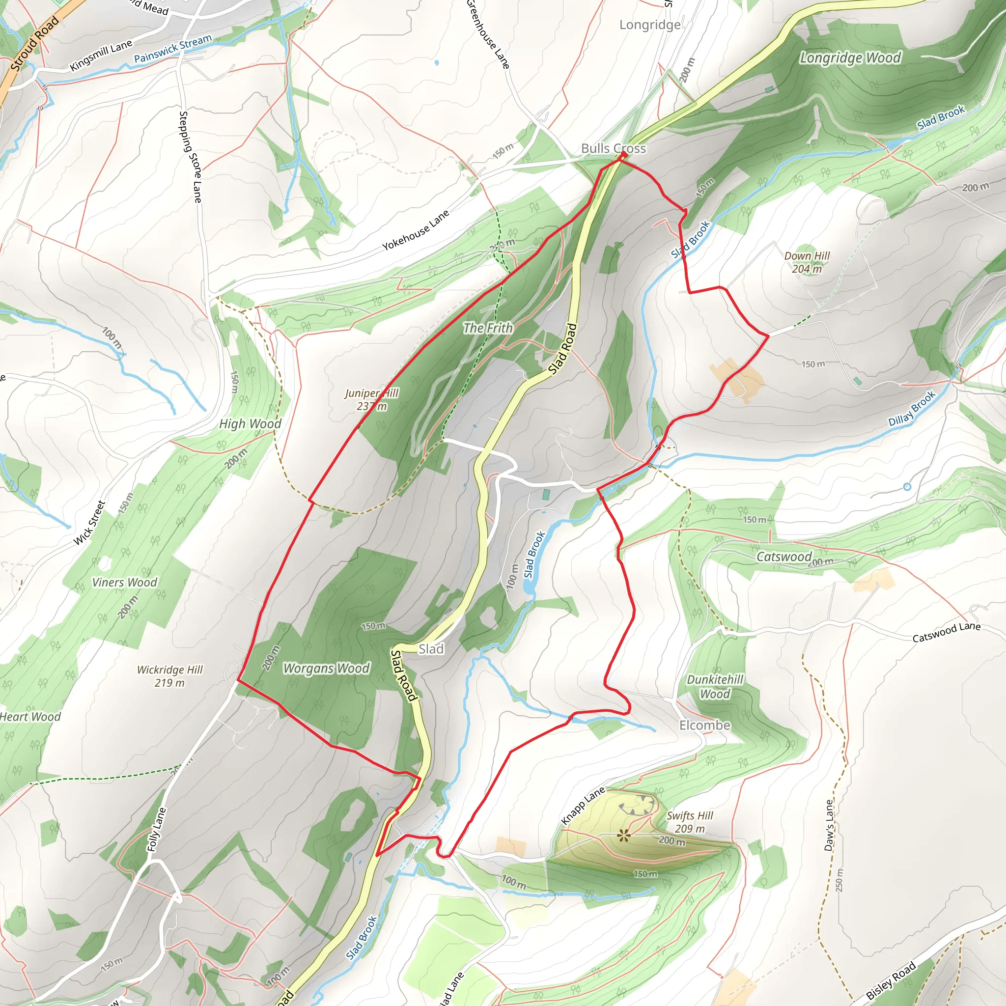 The Frith and Worgans Wood Loop mobile static map