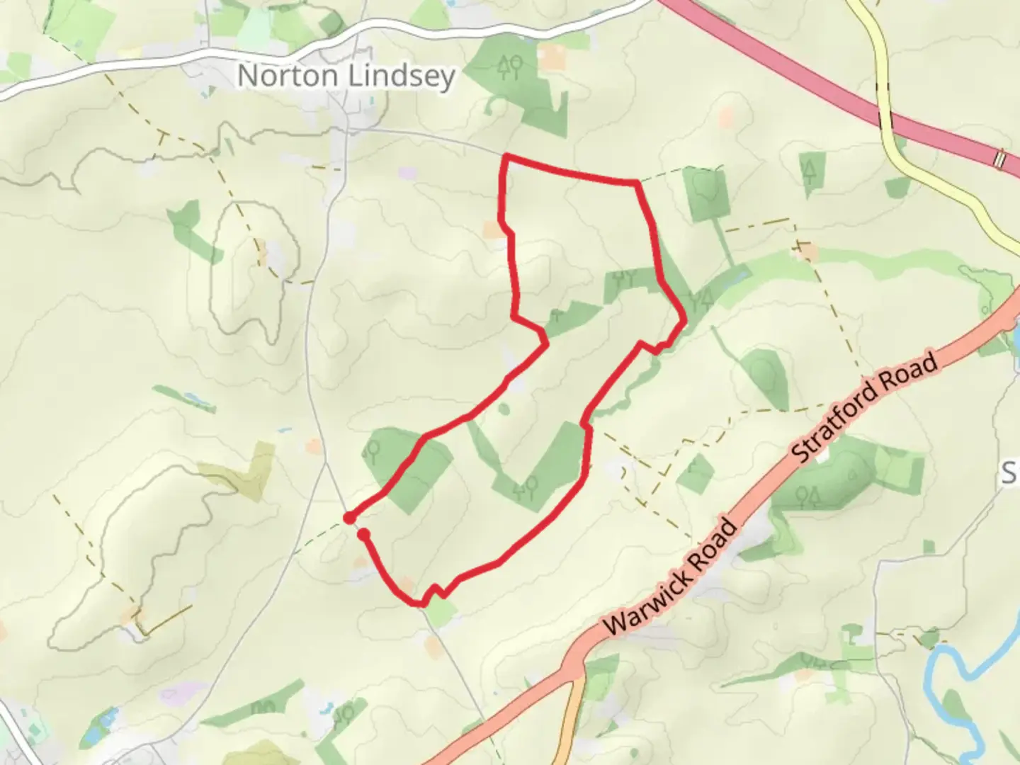 An image depicting the trail Heath End Plantation Loop and its surrounding area.